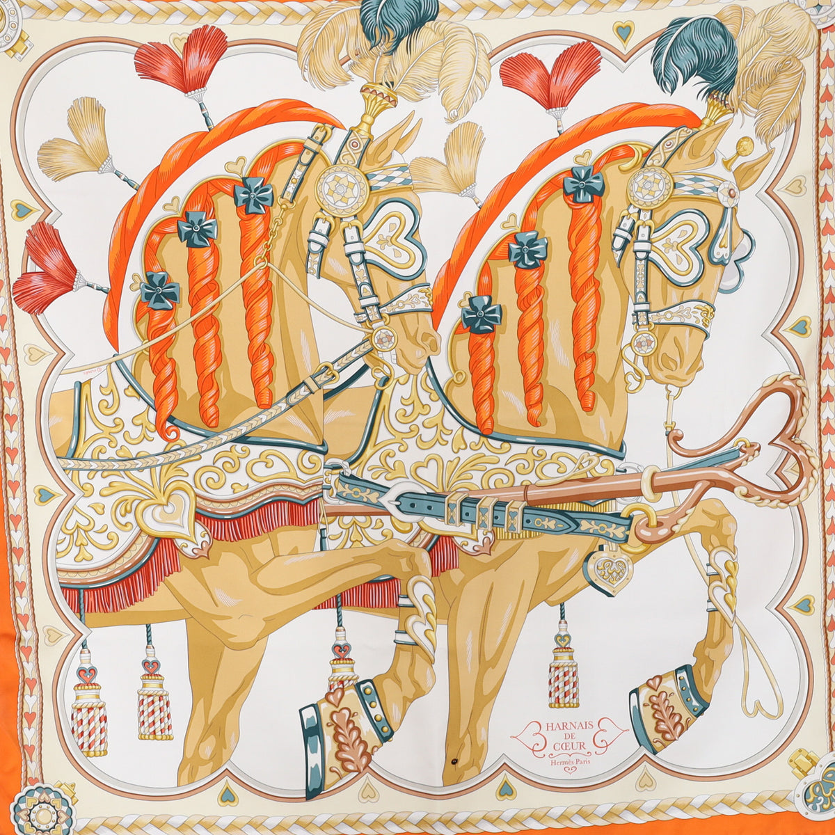 Hermès Harnais de Coeur Silk Scarf