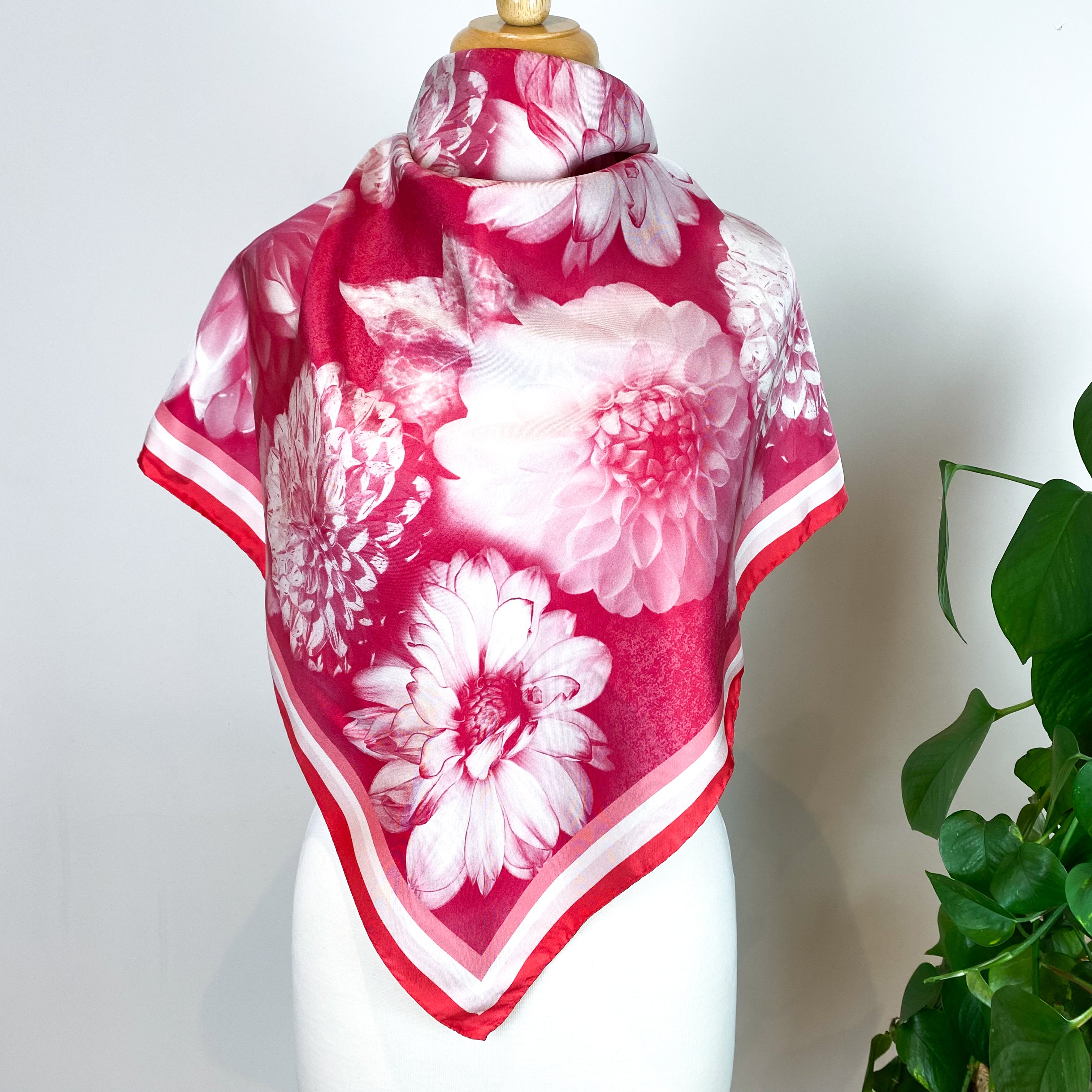 Pink Floral Pattern Italian Silk Scarf