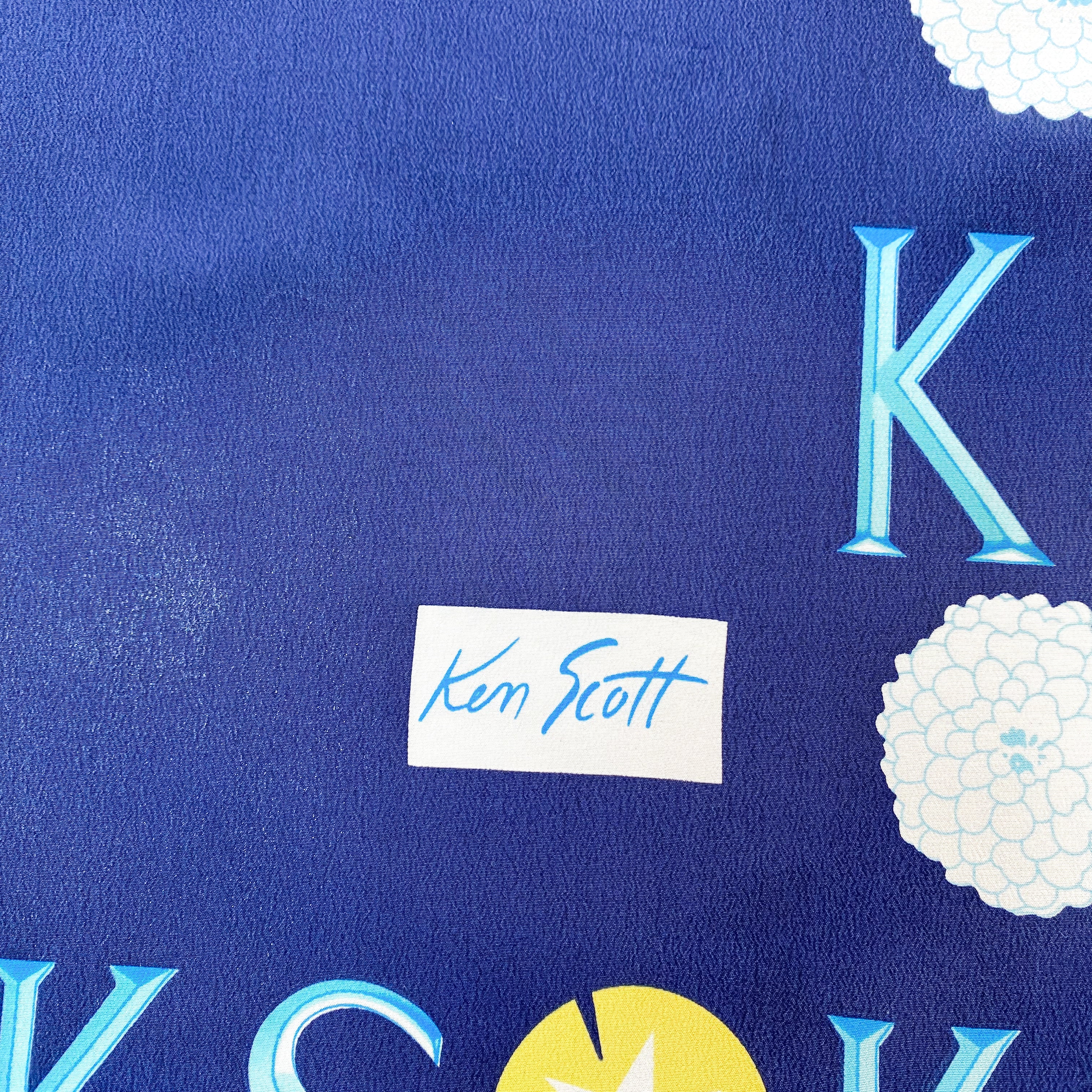 Ken Scott Navy Vintage Silk Scarf
