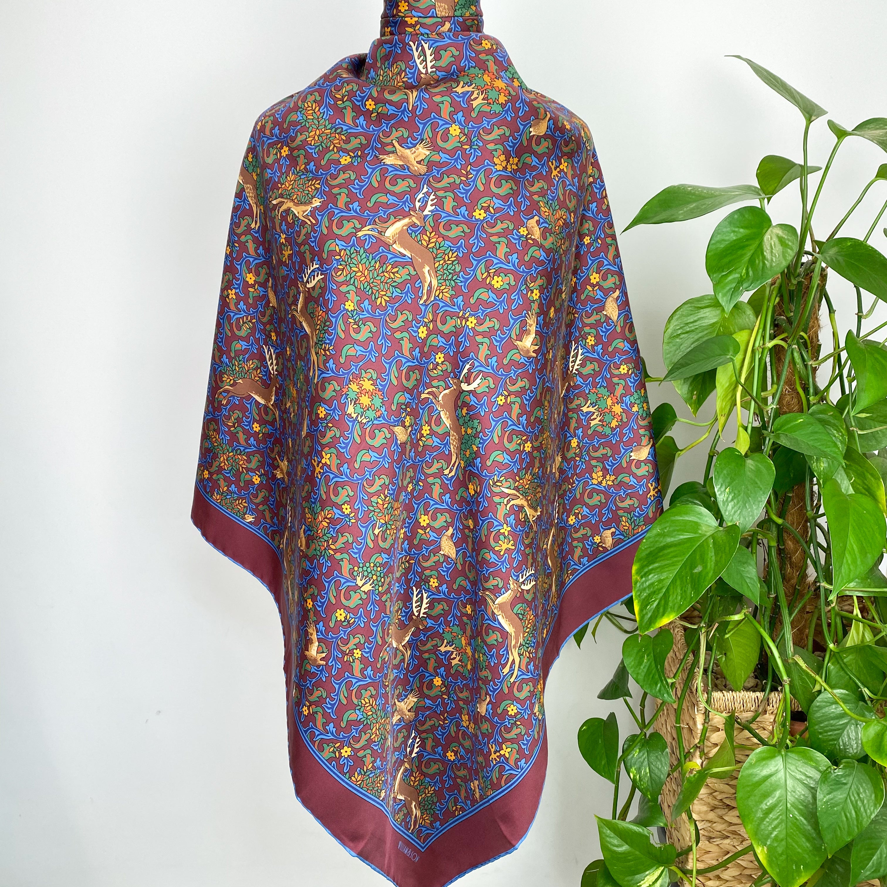 William & Son Stag Designer Silk Scarf
