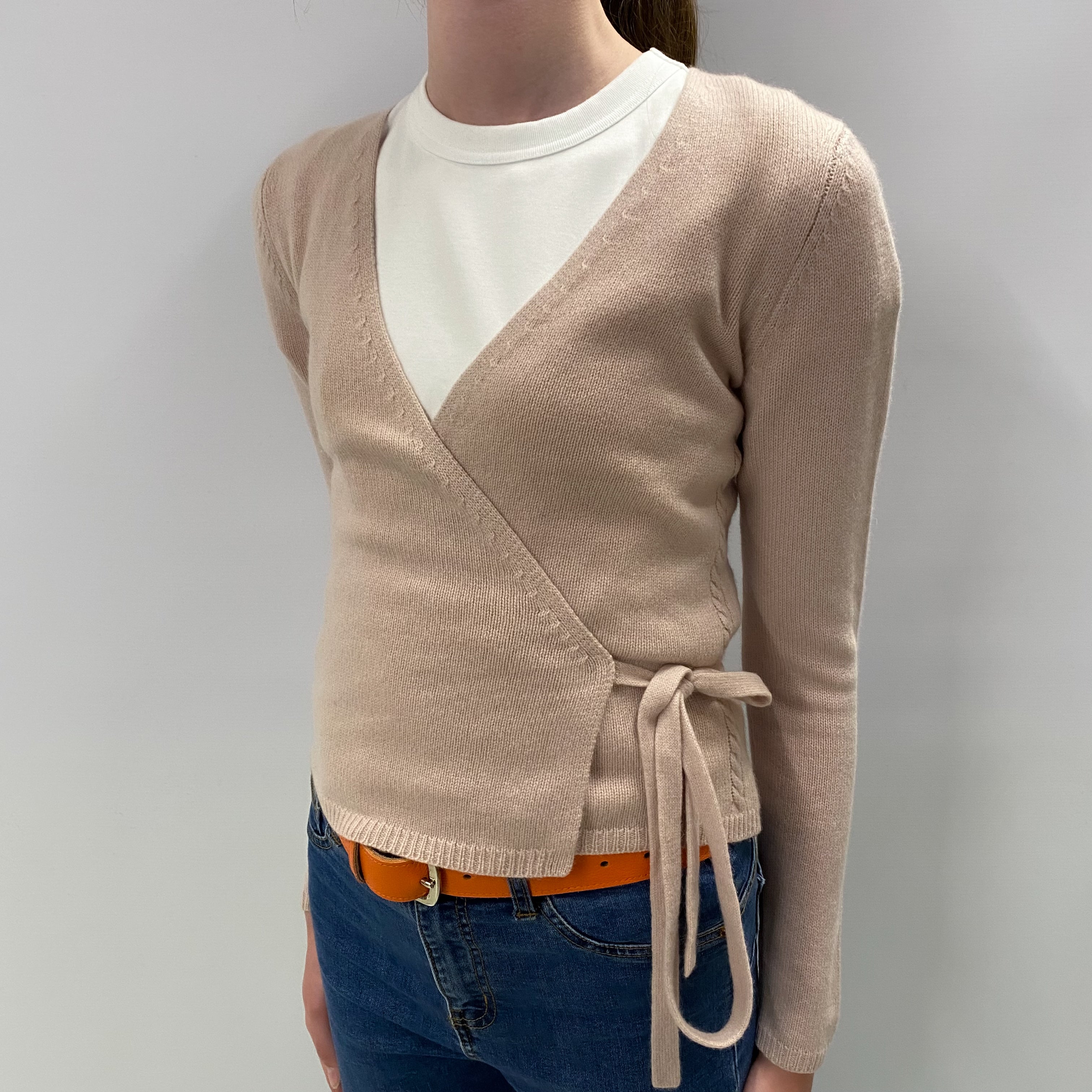 Ballet Slipper Pink Cashmere Wrap Cardigan Jumper Extra Small