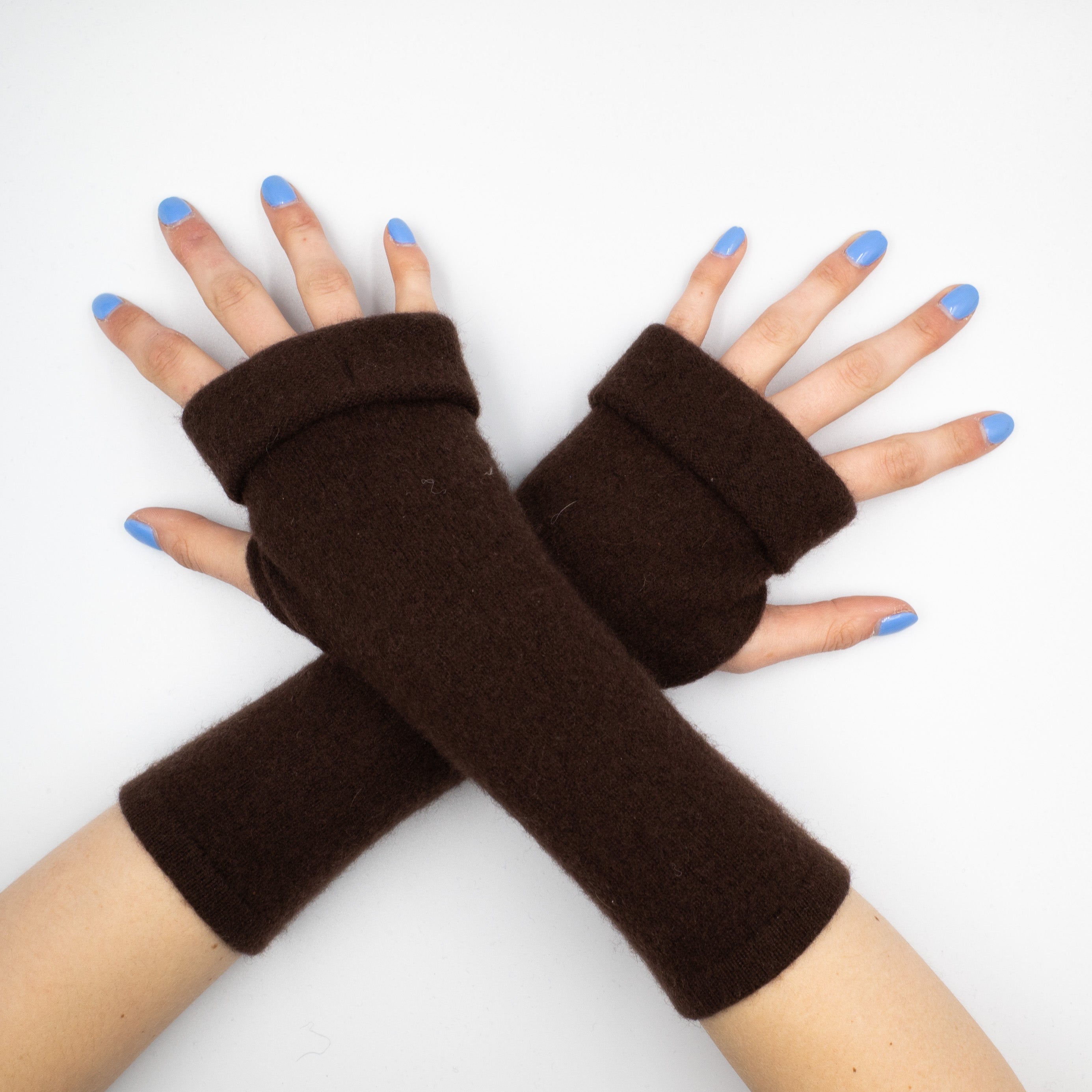 Bitter Chocolate Brown Fingerless Gloves