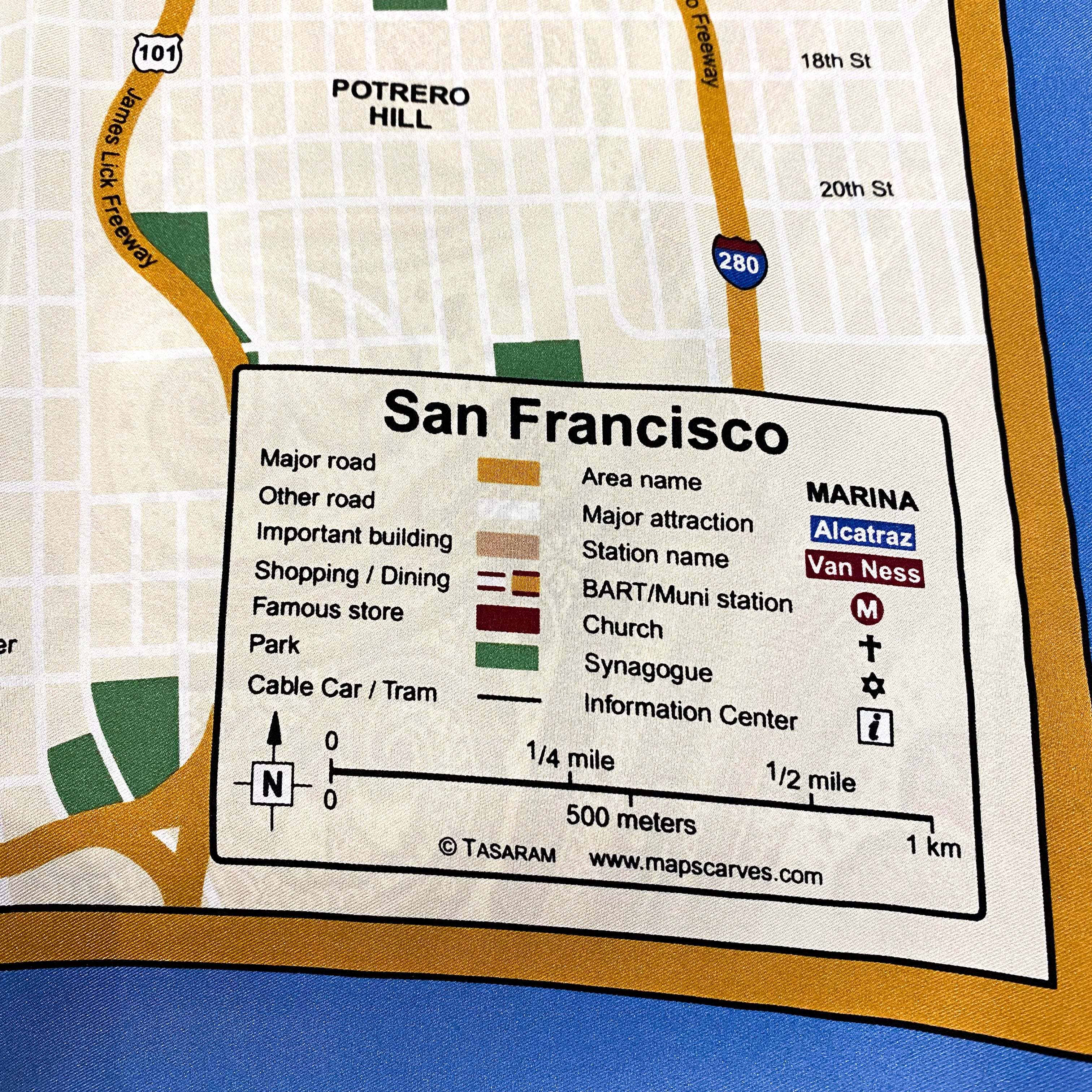Brand New Map of San Francisco Silk Scarf