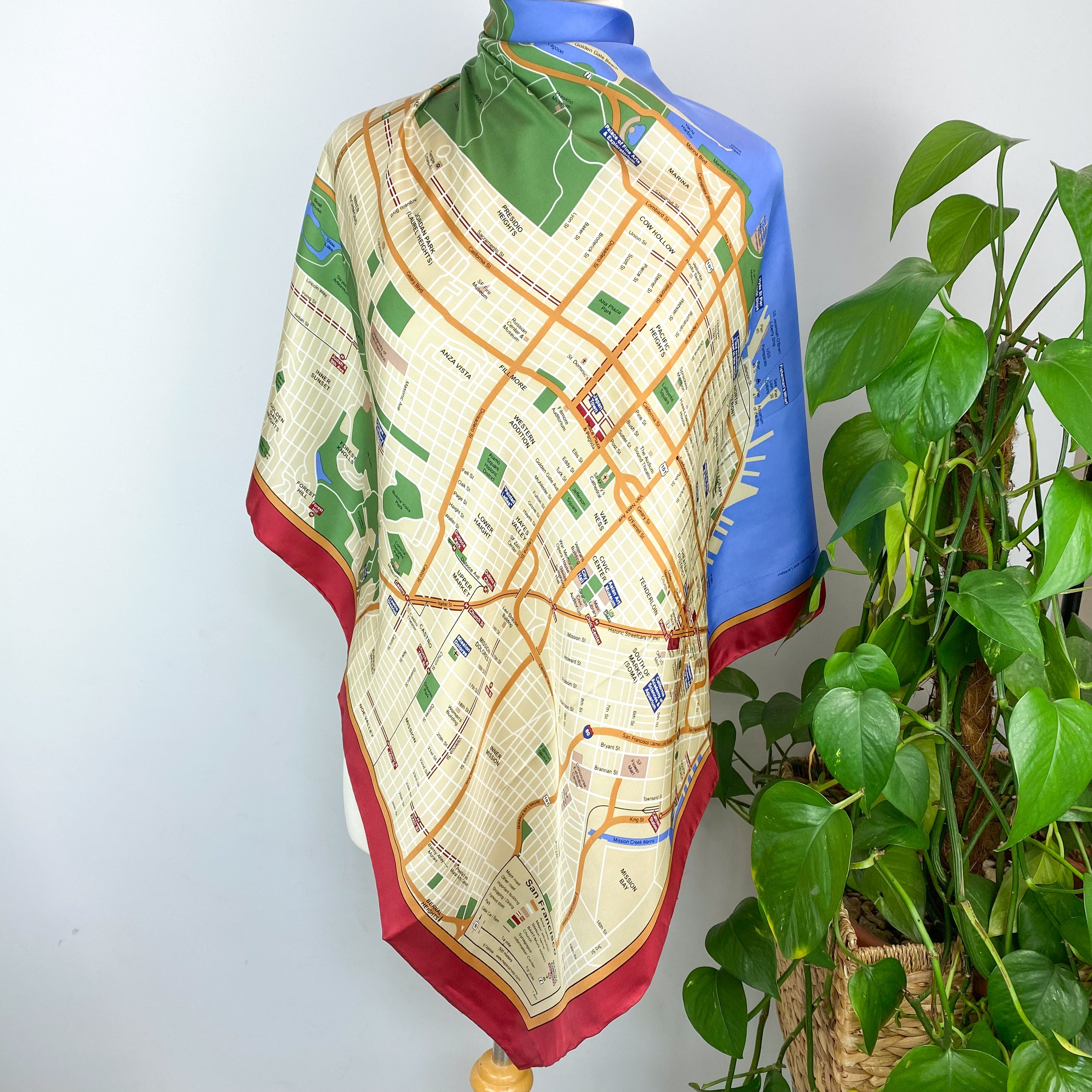Brand New San Francisco Map Silk Scarf