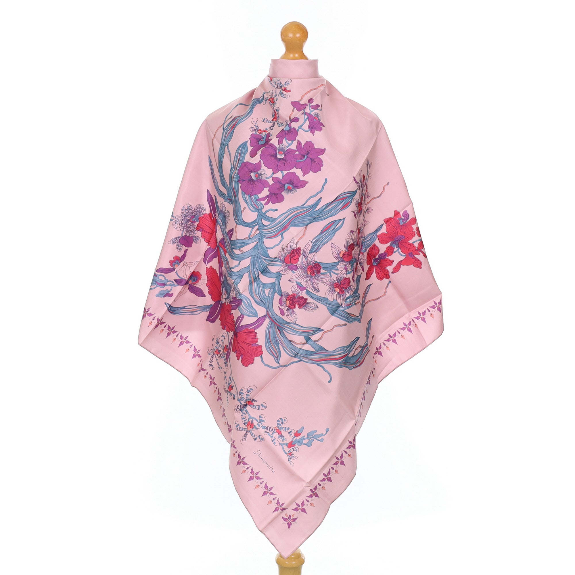 Brand New Pink Floral Silk Scarf