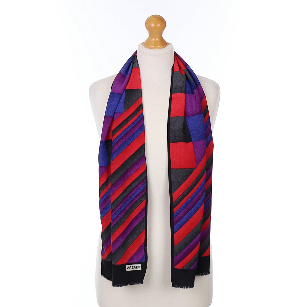 1980’s Jaeger Red Striped Vintage Silk Scarf