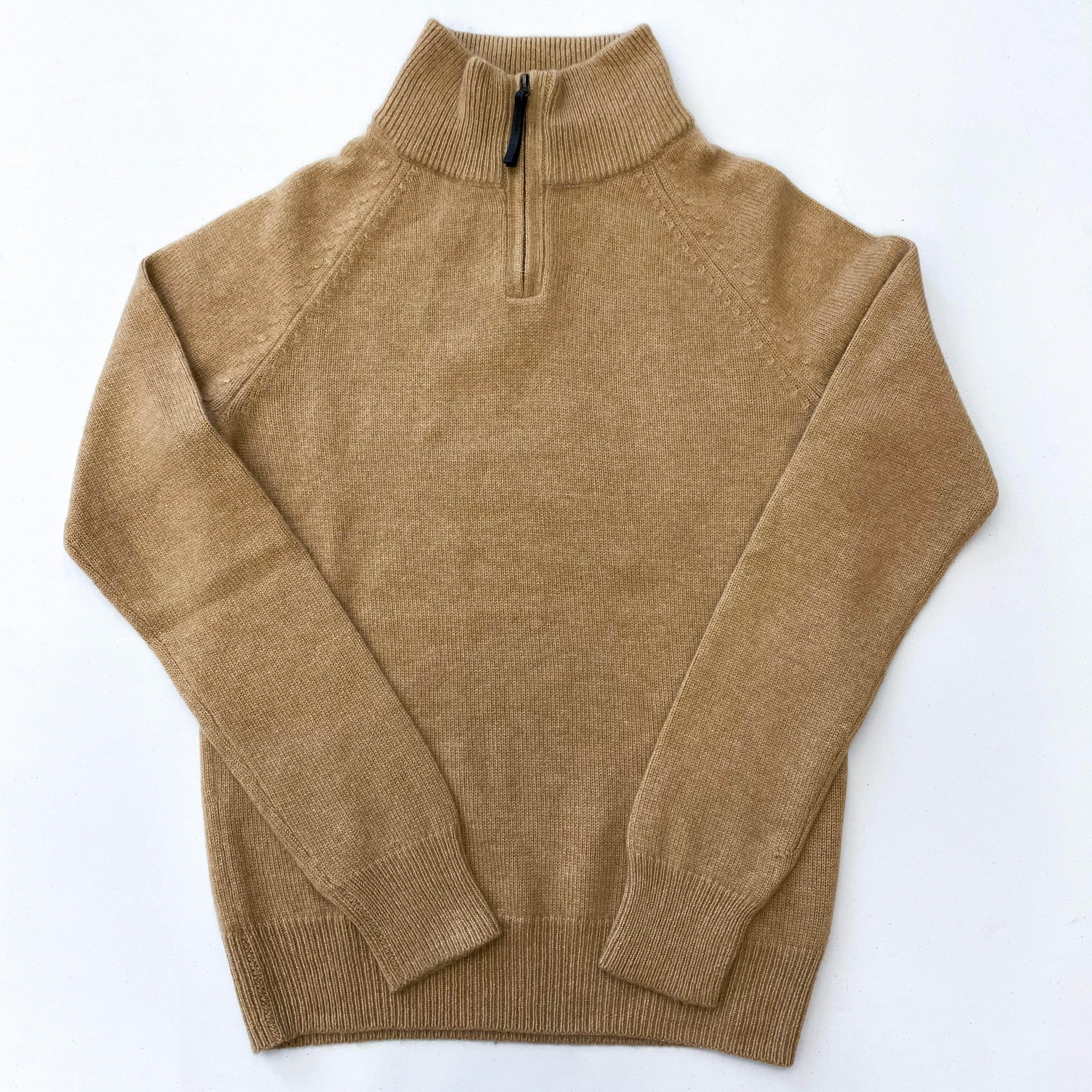 Children’s Camel Brown Cashmere 1/4 Zip Jumper Age 12