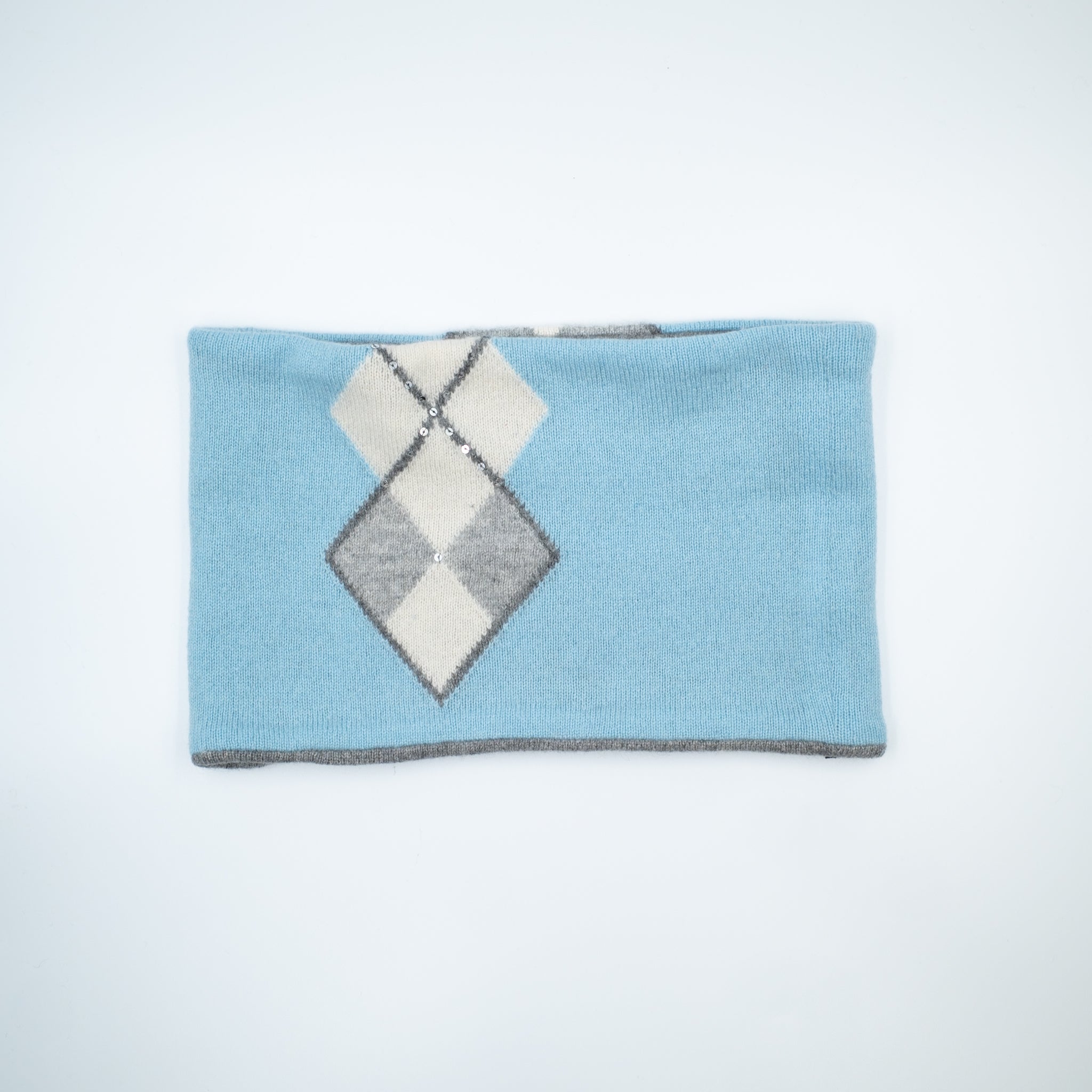 Opal Blue and Grey Diamond Neck Warmer