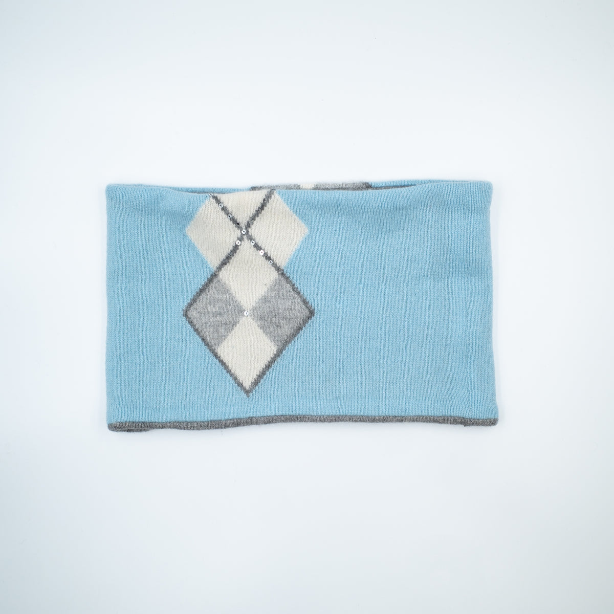 Opal Blue and Grey Diamond Neck Warmer