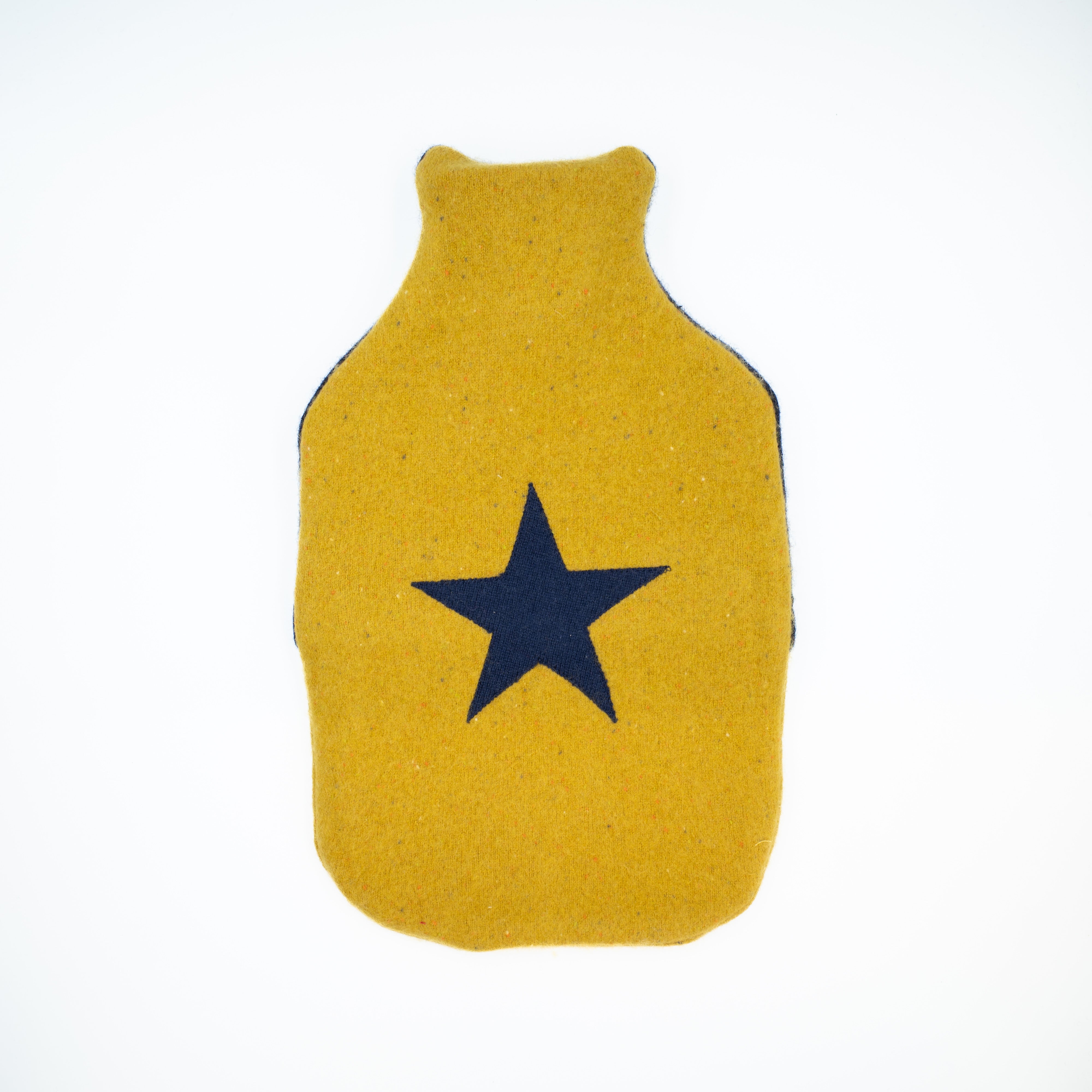 Flecked Mustard and Navy Cashmere Hot Water Bottle