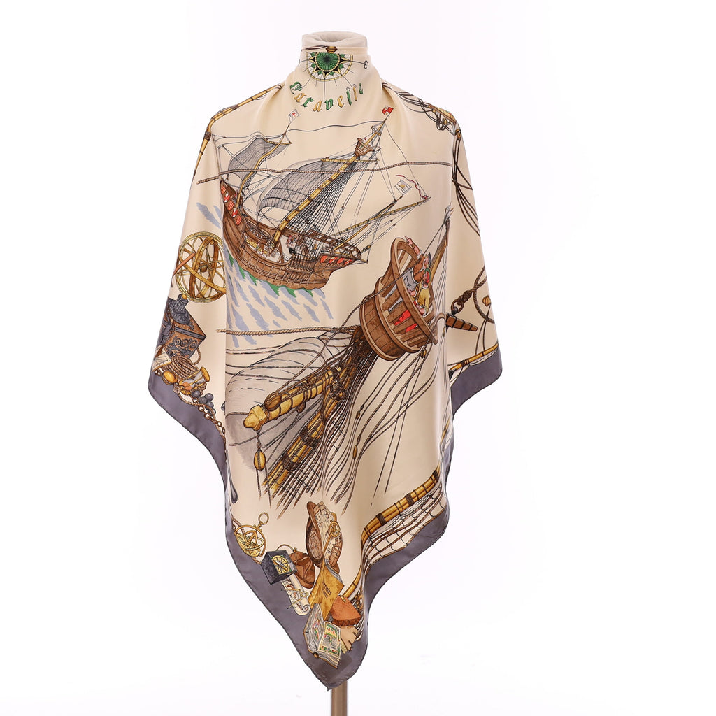 Rare Hermès Caravelle Silk Scarf