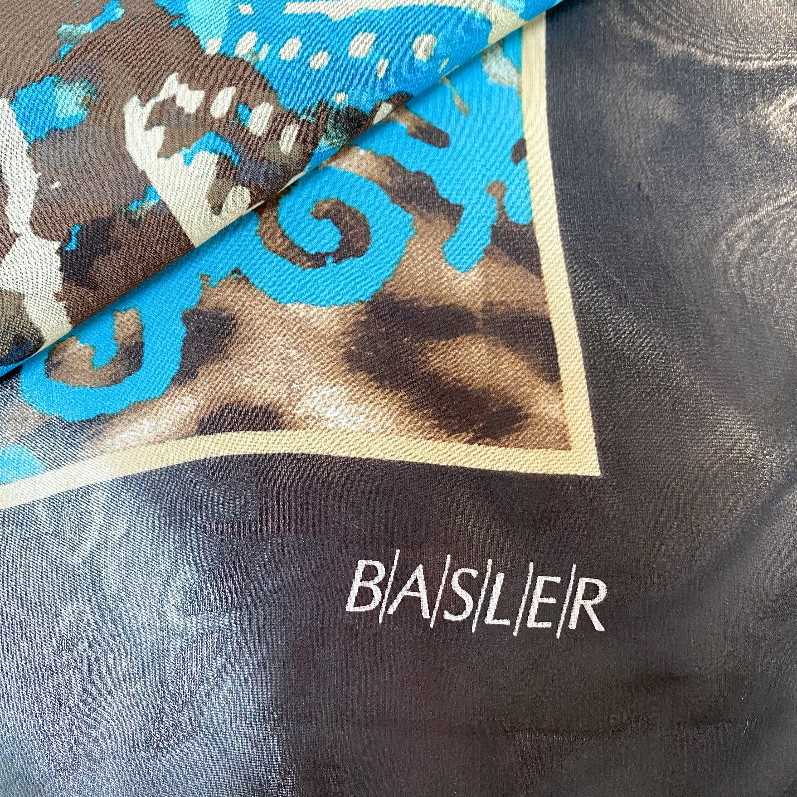 Black Patterned Basler Silk Scarf