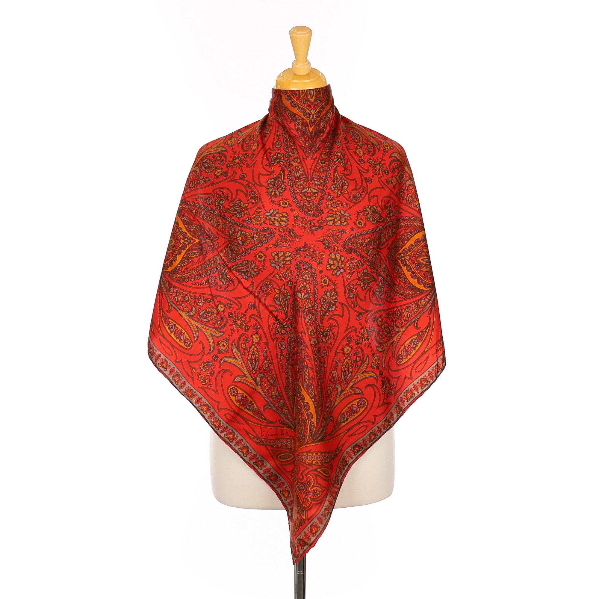 1970’s Richard Allan Vintage Red Paisley Silk Scarf
