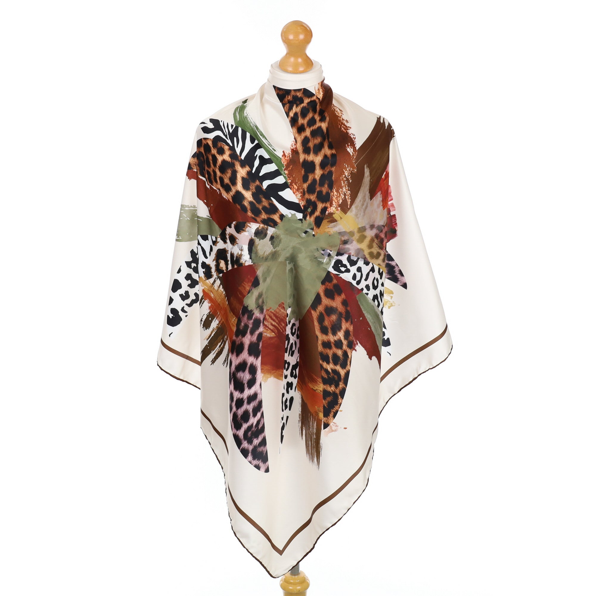 Large Satin Abstract Silk Scarf