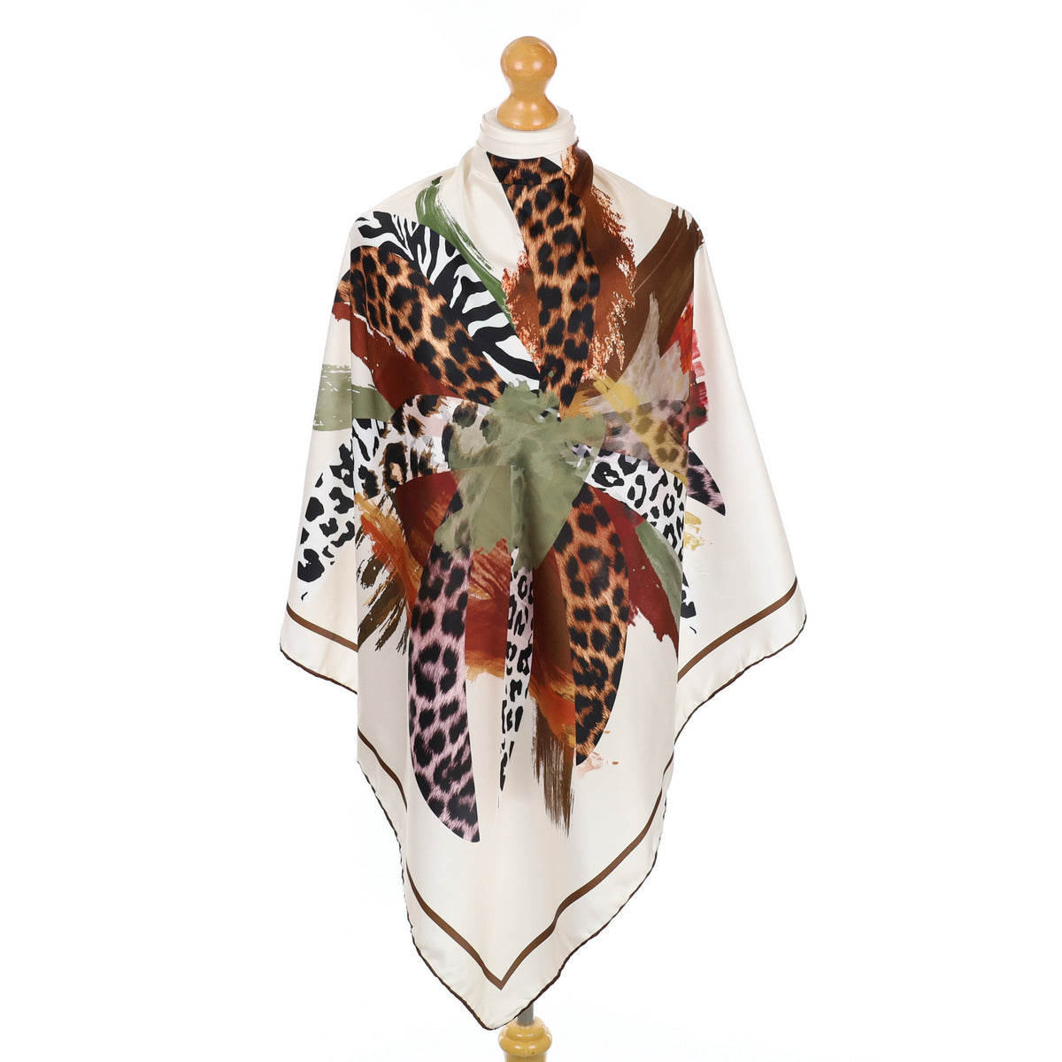 Large Satin Abstract Silk Scarf