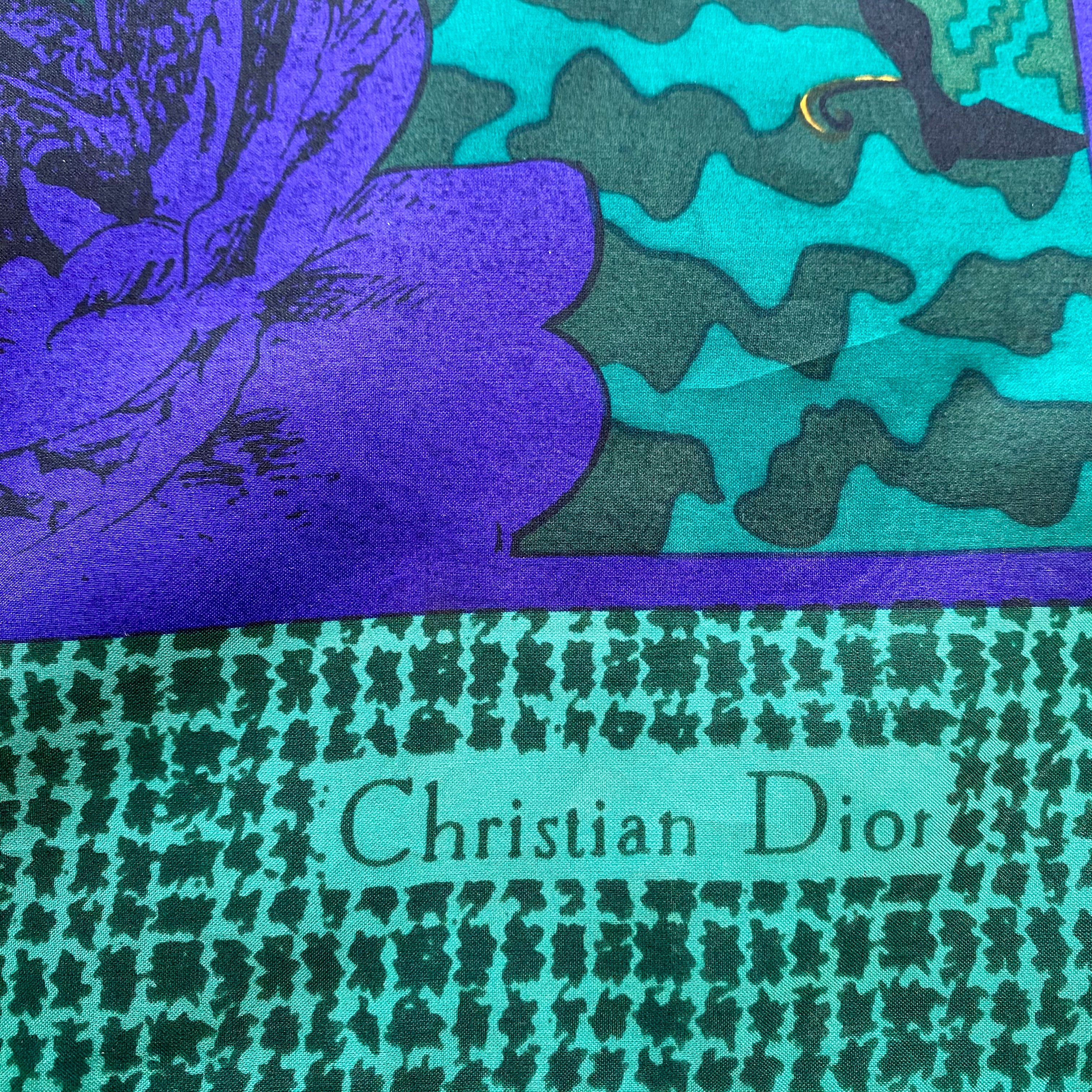 Christian Dior Abstract Floral Vintage Silk Scarf