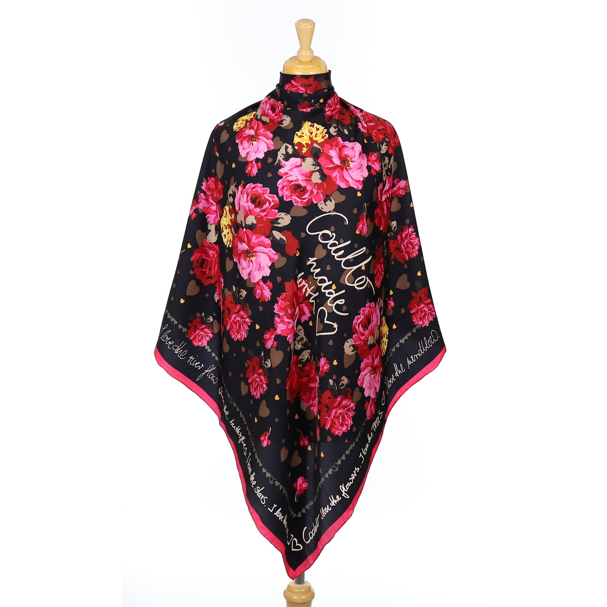 Codello Black & Floral Silk Scarf