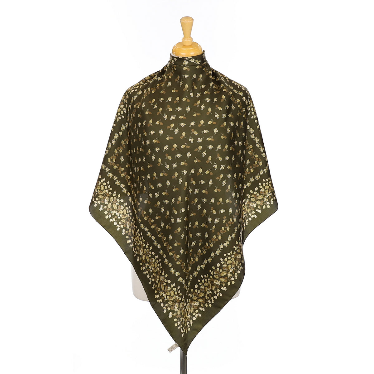 1970’s Ostinelli Vintage Dark Green Silk Scarf