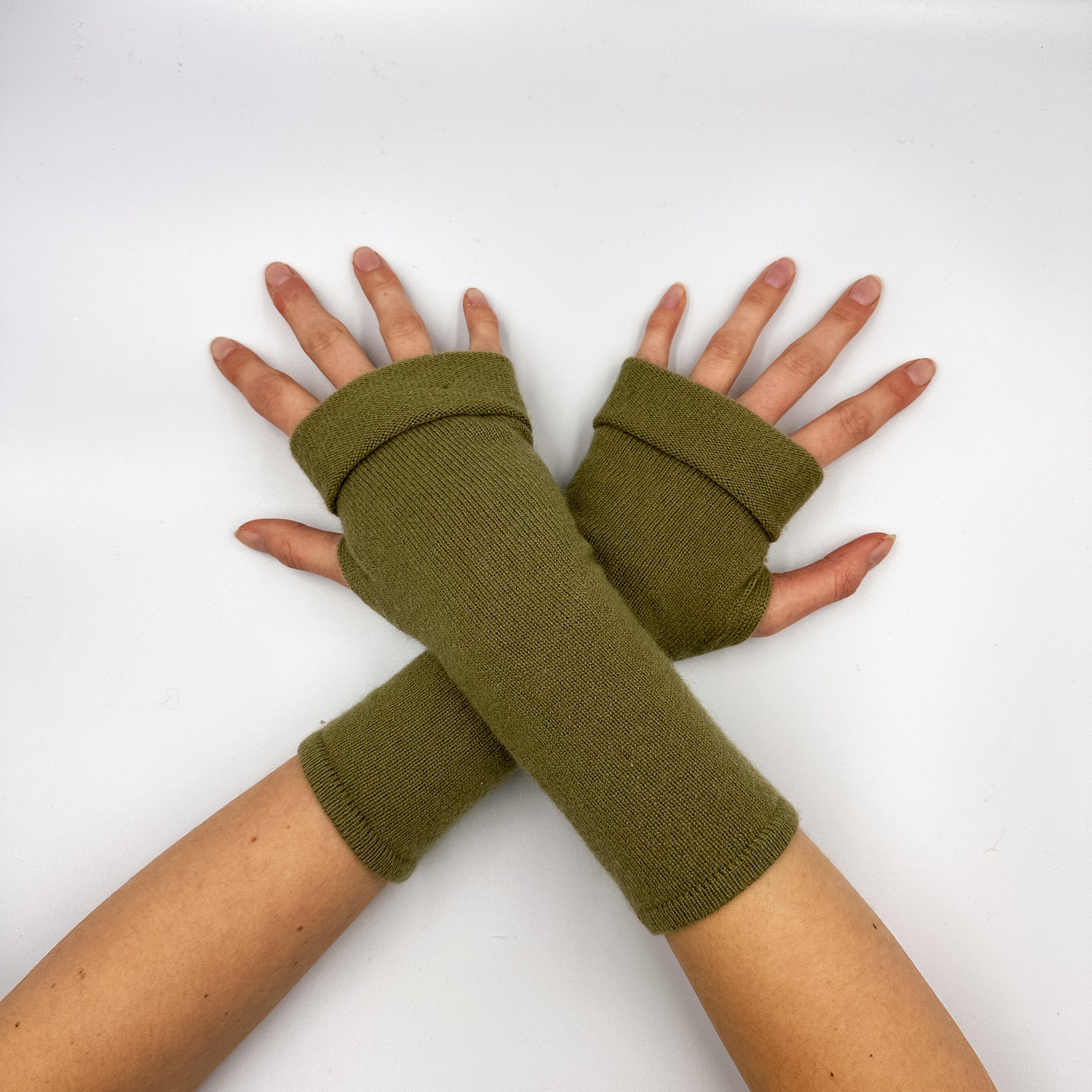 Pale Khaki Fingerless Gloves