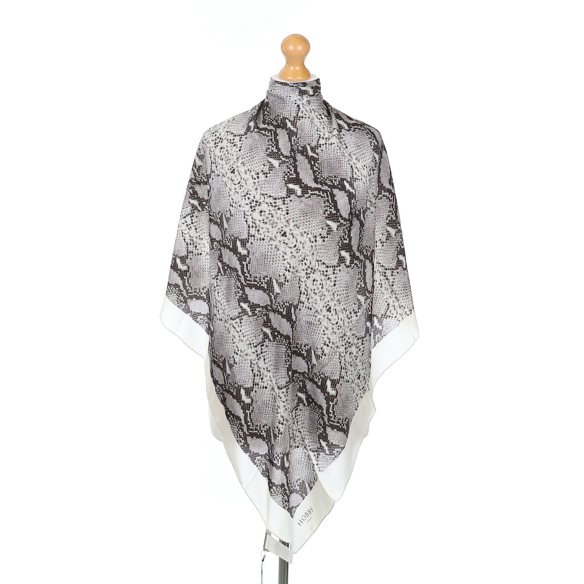 Brand New Hobbs Grey Snake Print Silk Scarf