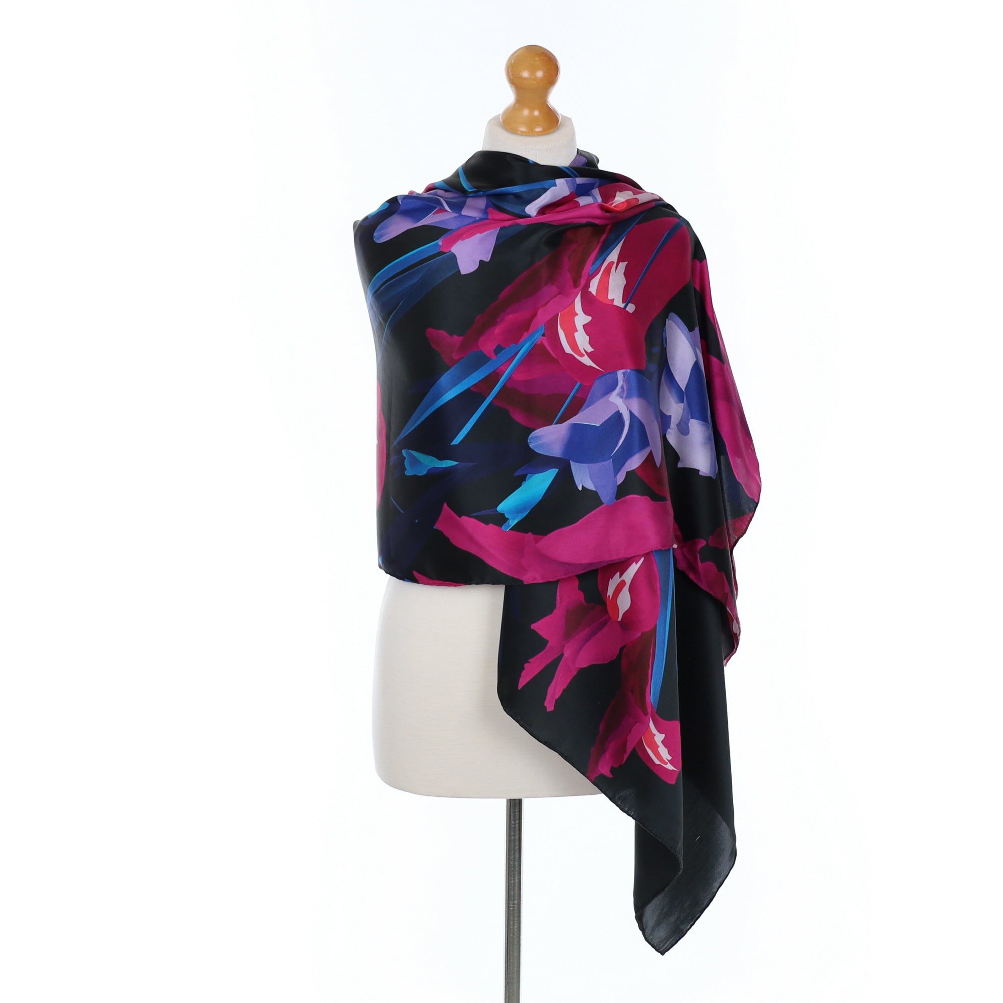 Ted Baker Abstract Floral Black Patterned Silk Scarf