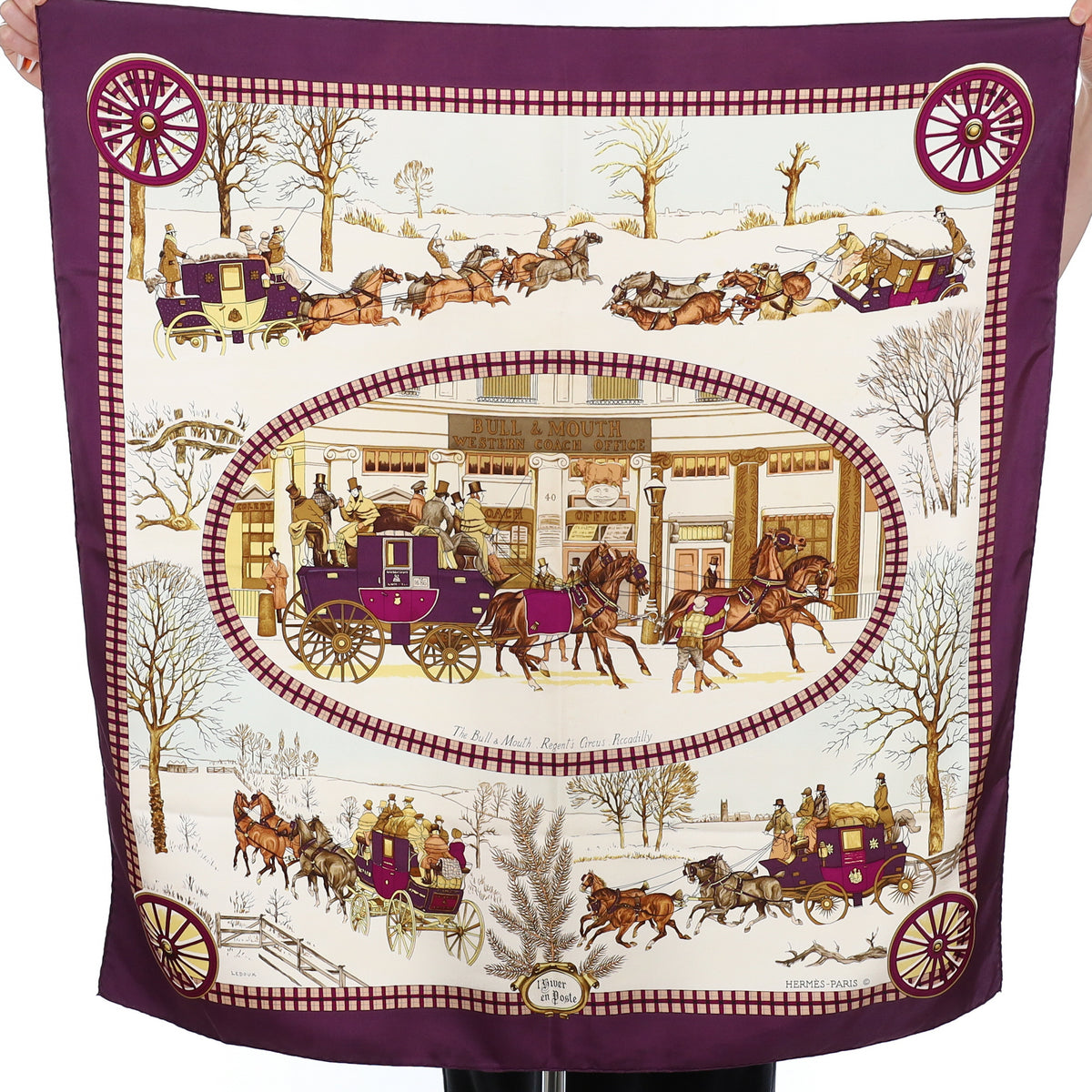 Hermès L’hiver En Poste Silk Scarf