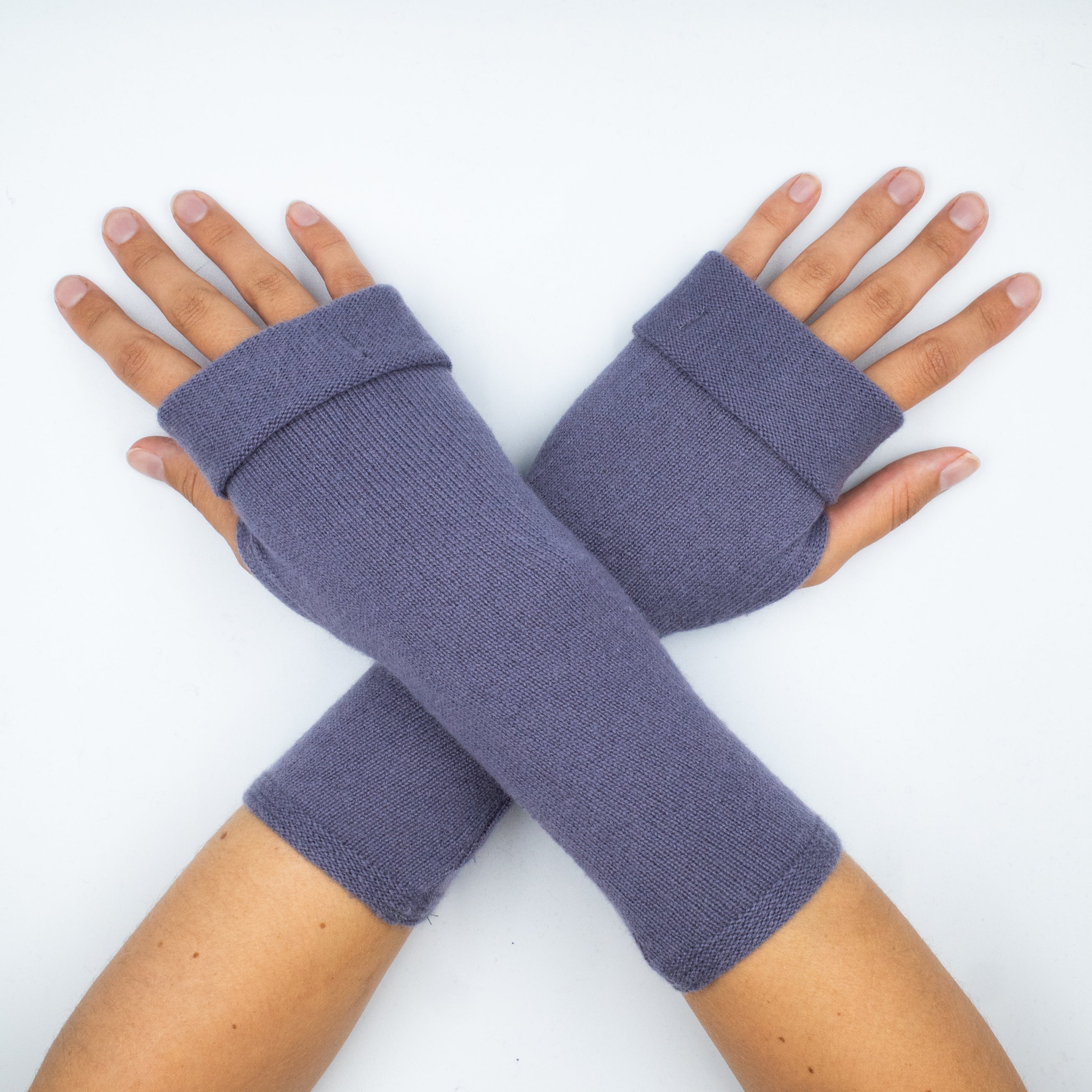 Slate Purple Cashmere Fingerless Gloves