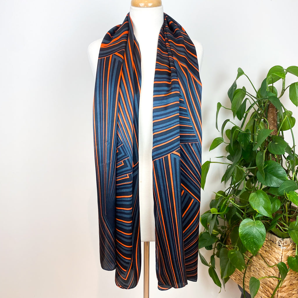 Jigsaw Striped Wrap Style Silk Scarf