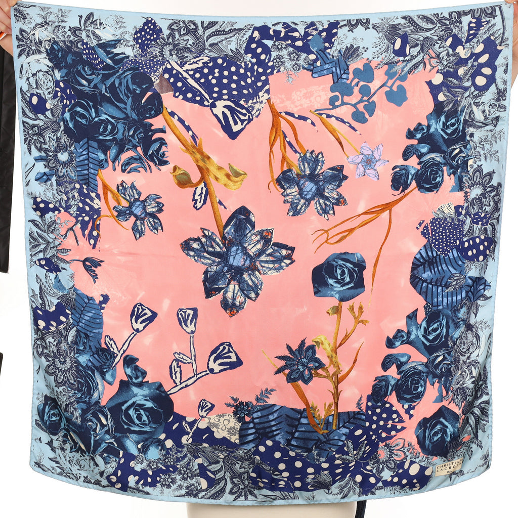 Christian Lacroix Abstract Pink and Blue Silk Scarf