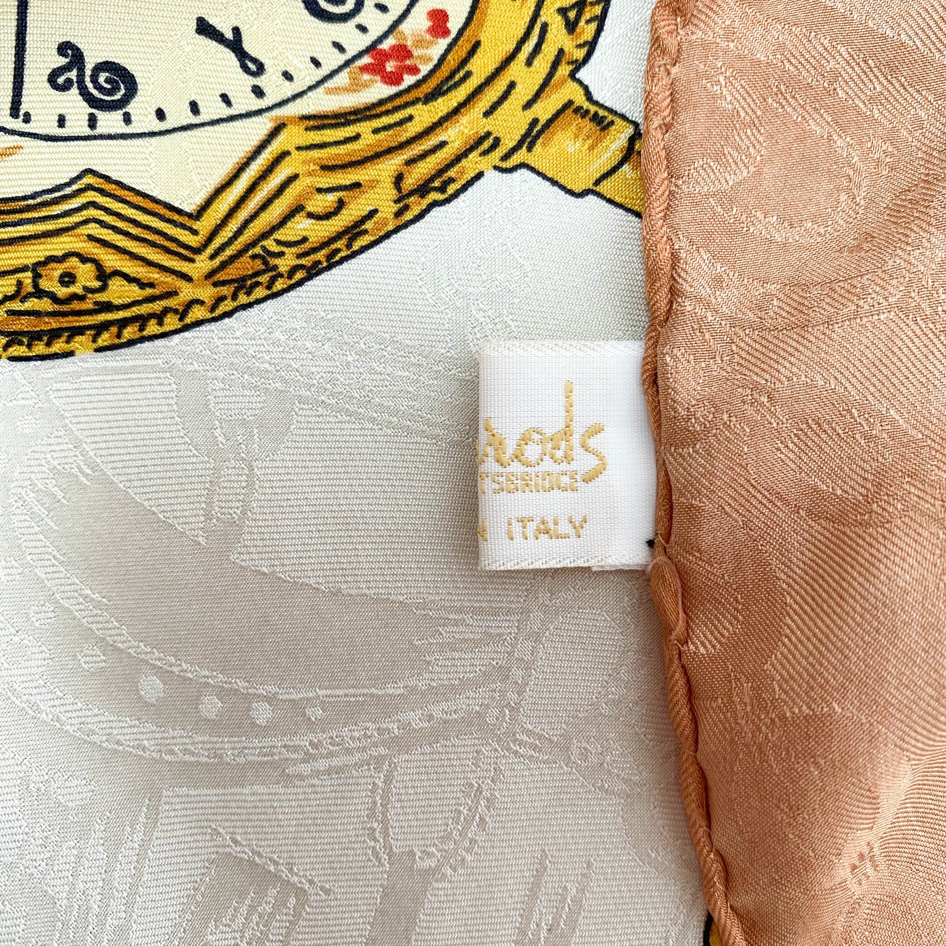 1980s Ostinelli for Harrods Timepiece Vintage Silk Scarf