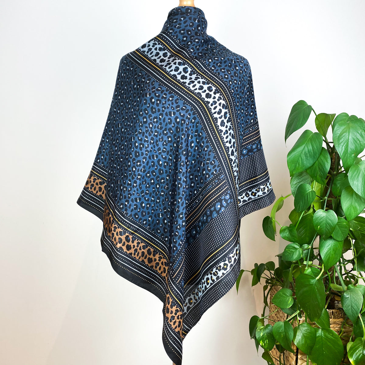 Modern Spots snd Leopard Silk Scarf