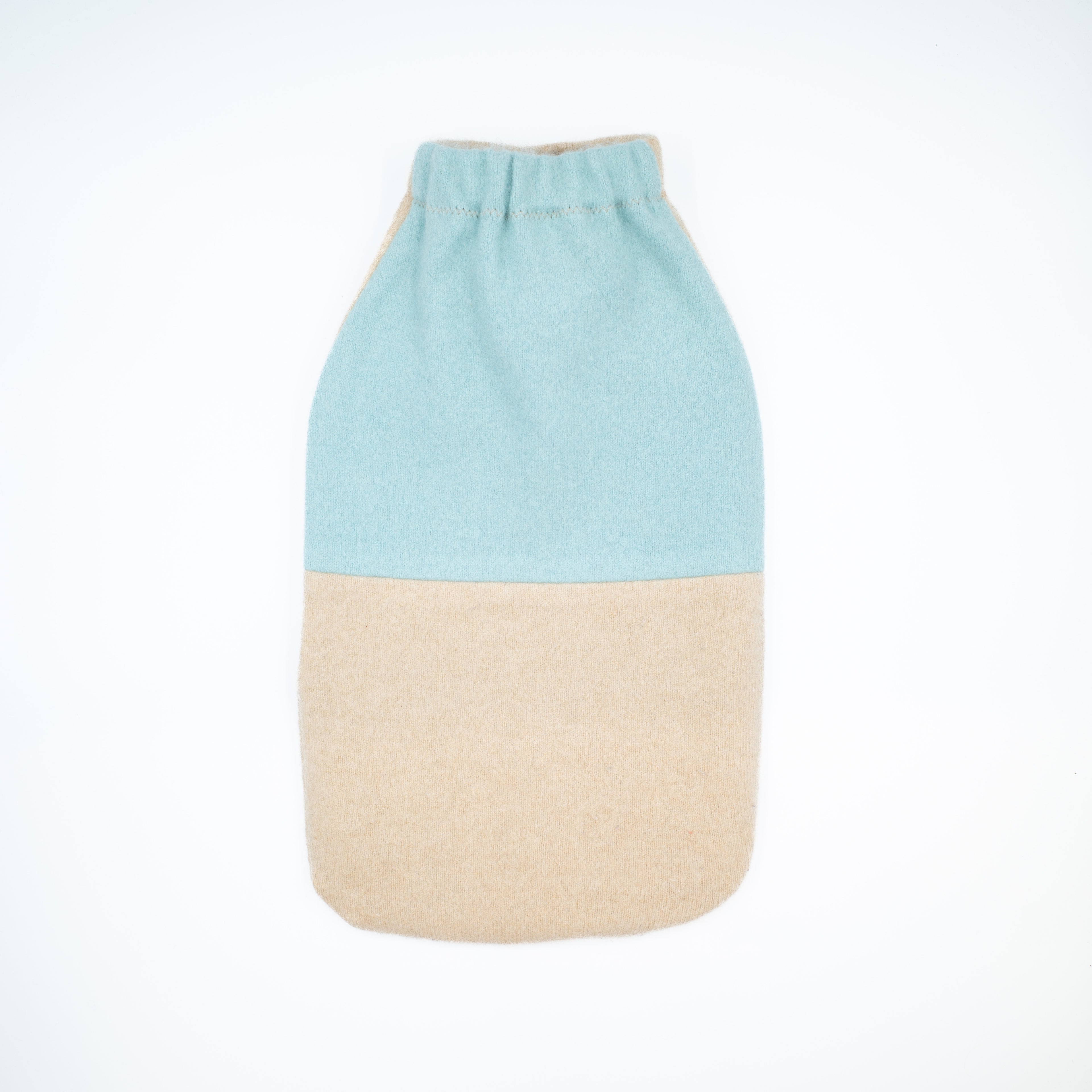 Turquoise Blue and Camel Cashmere Large Hot Water Bottle