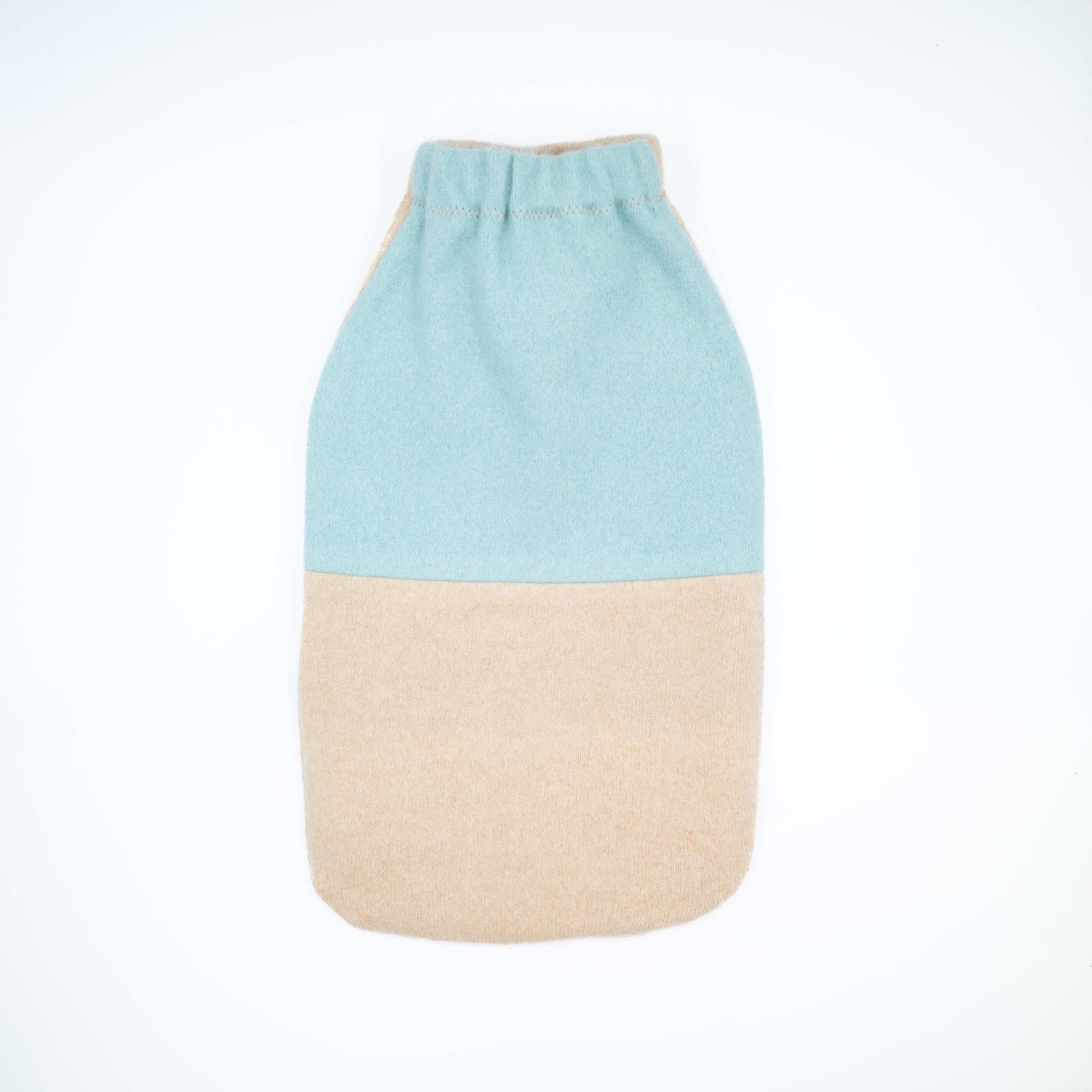 Turquoise Blue and Camel Cashmere Large Hot Water Bottle