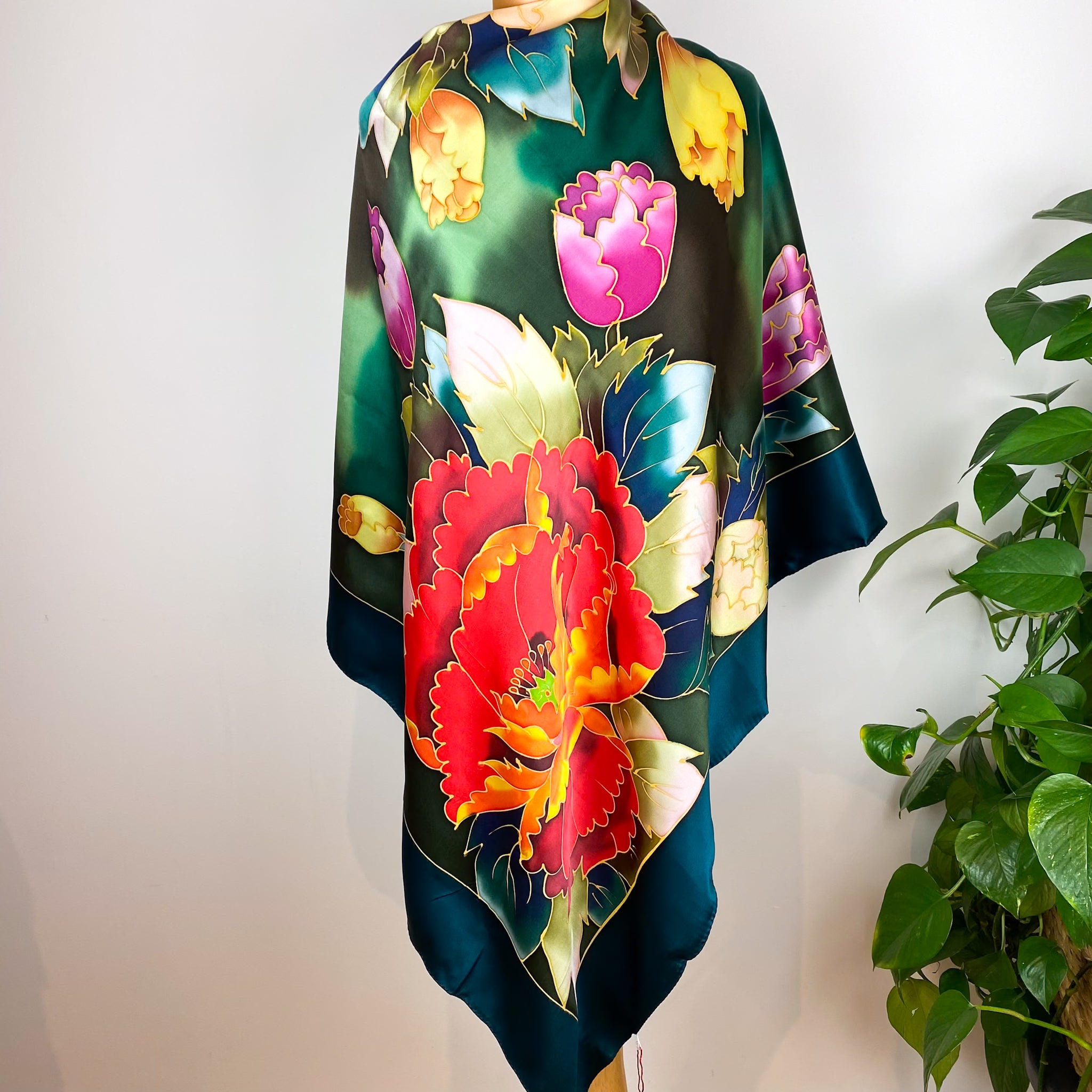 Extra Large Brand New Floral Silk Scarf
