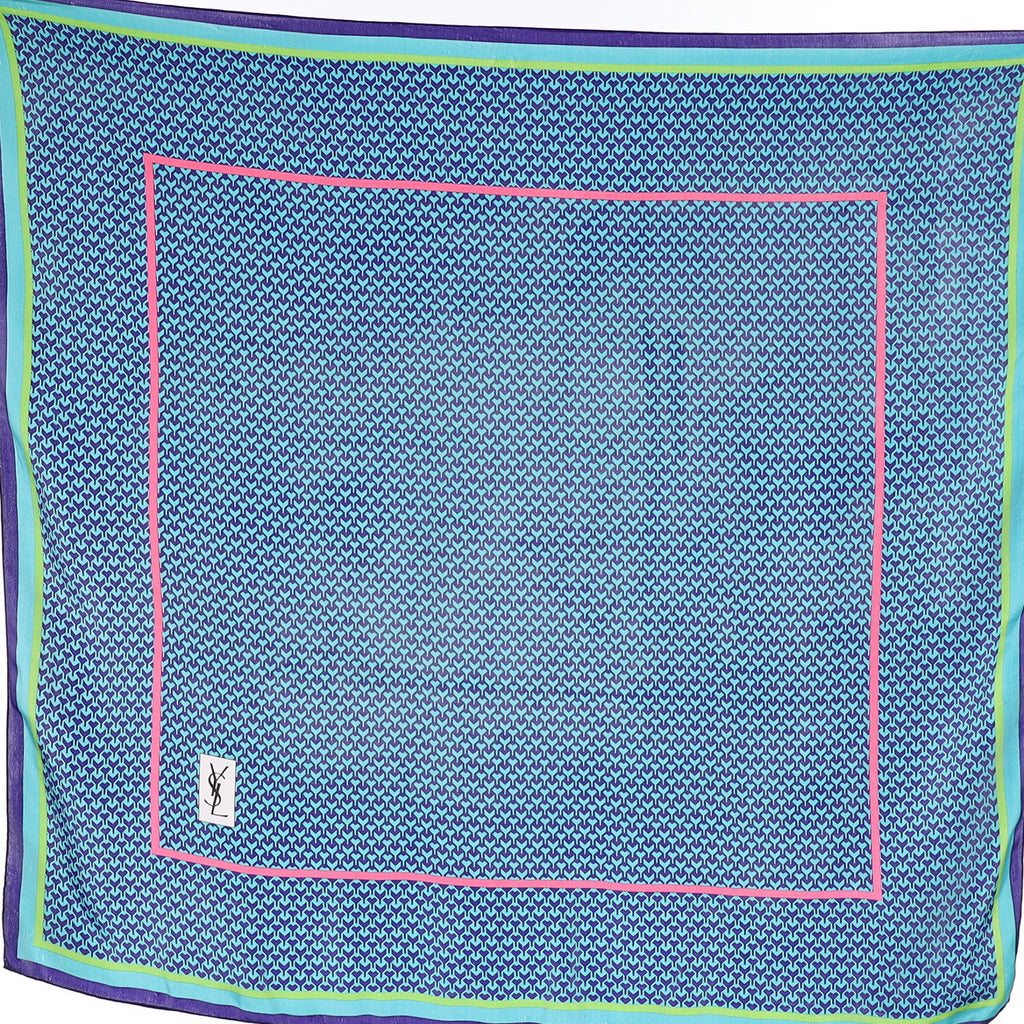 1970’s Yves Saint Laurent Purple & Green Vintage Silk Scarf