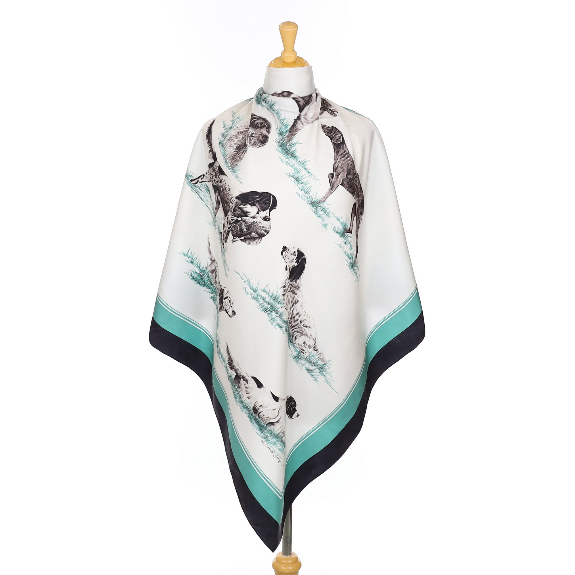 French Dog Design Vintage Silk Scarf