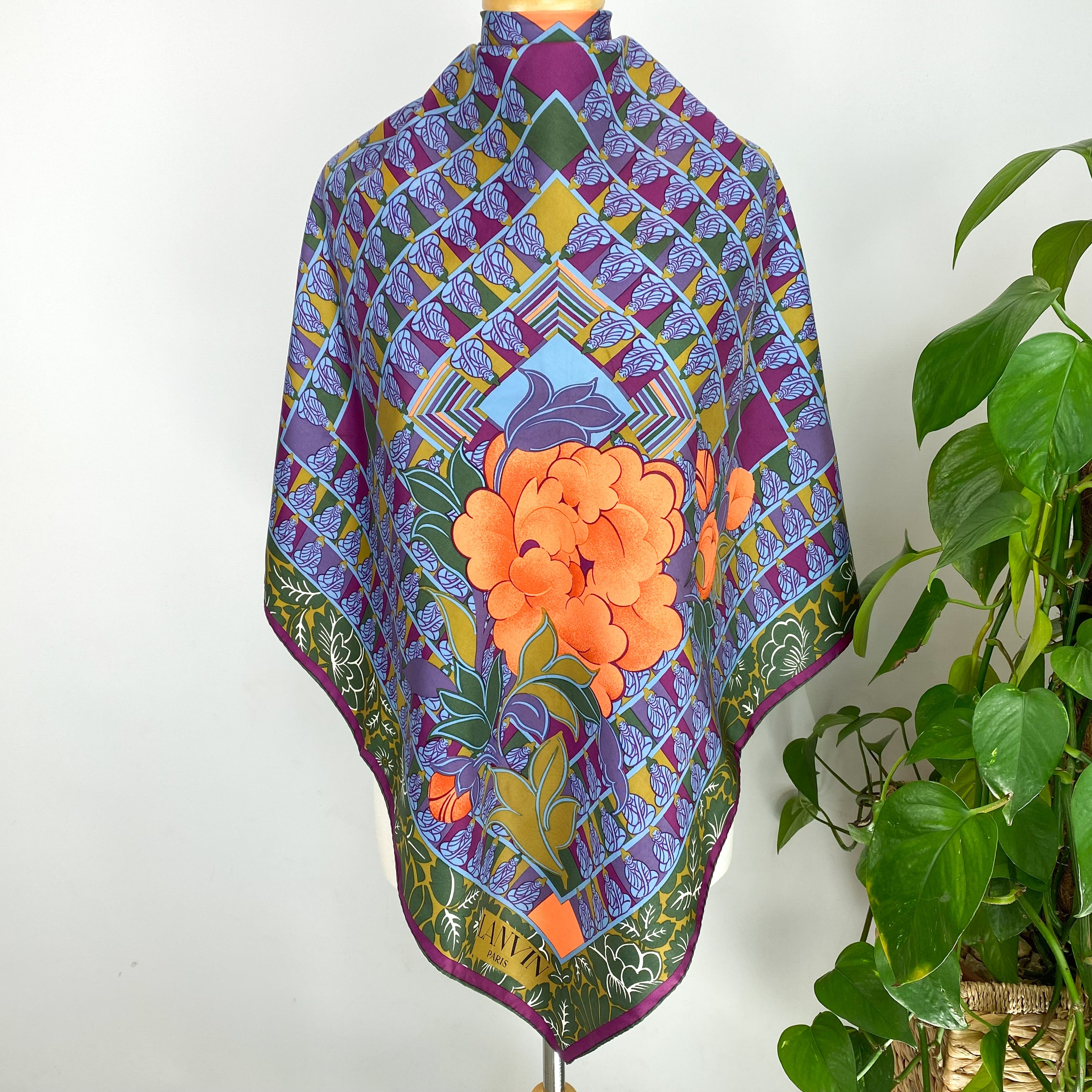 Immaculate Buddha Print Lanvin Designer Silk Scarf