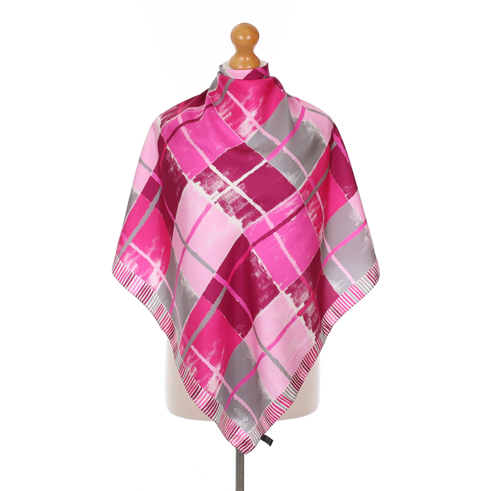 Immaculate Pink and Grey Checked Silk Scarf