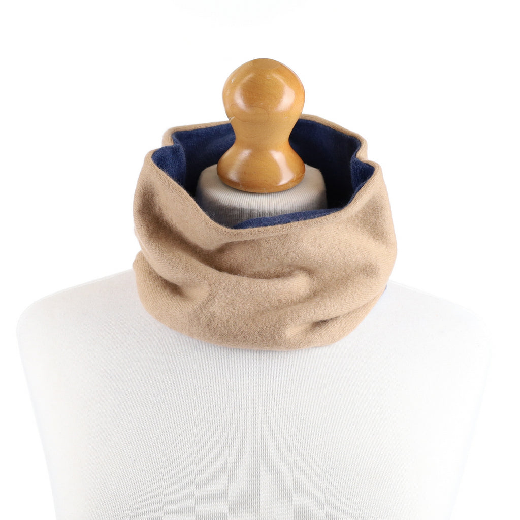 Camel and Mid Blue Neck Warmer