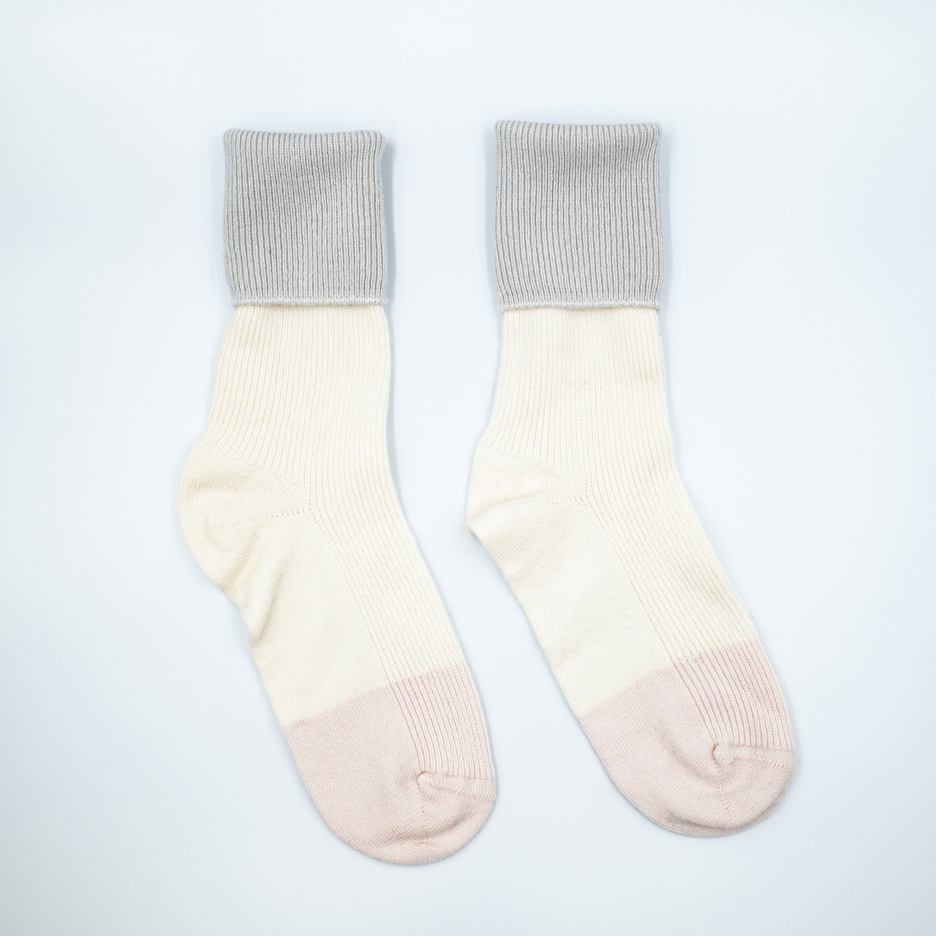 Cream and Pink Ladies Cashmere Every Day Socks