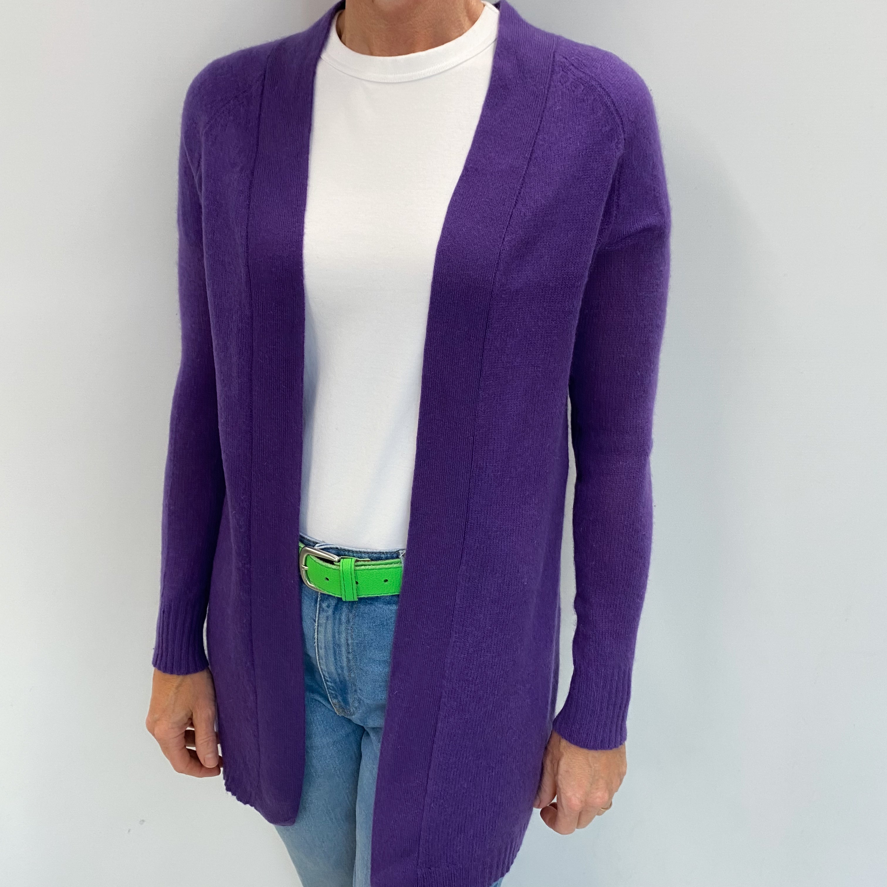 Pansy Purple Cashmere Edge To Edge Cardigan Small