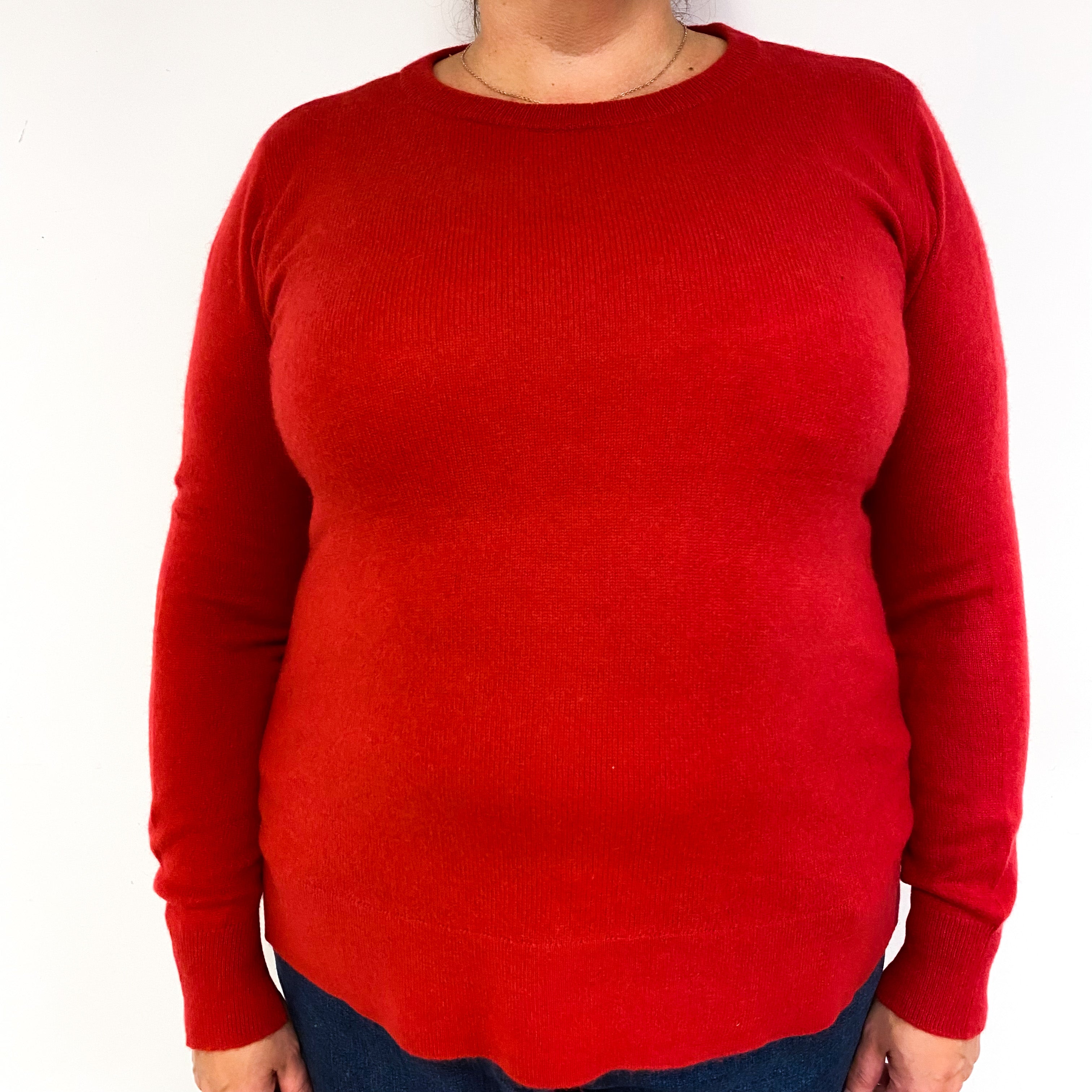 Scarlet Red Cashmere Crew Neck Jumper Extra Large