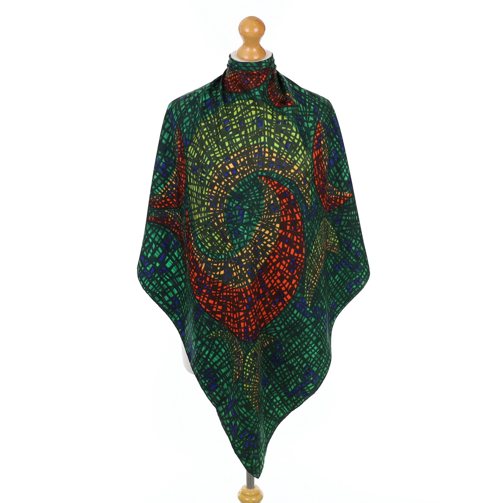 Dark Multi Coloured Vintage Silk Scarf