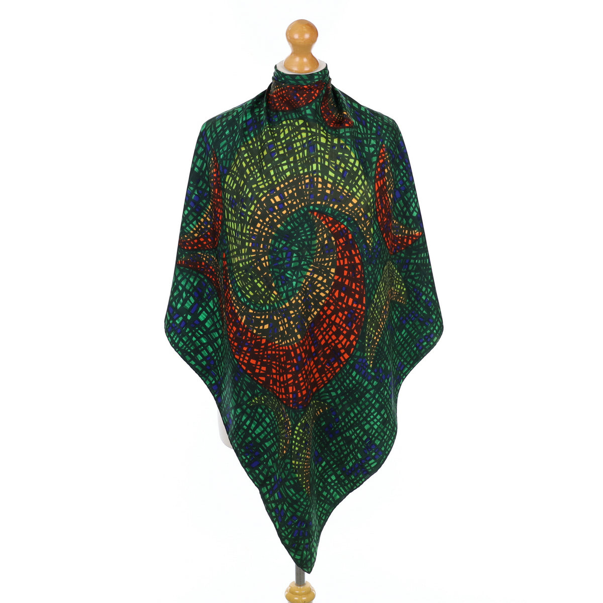 Dark Multi Coloured Vintage Silk Scarf