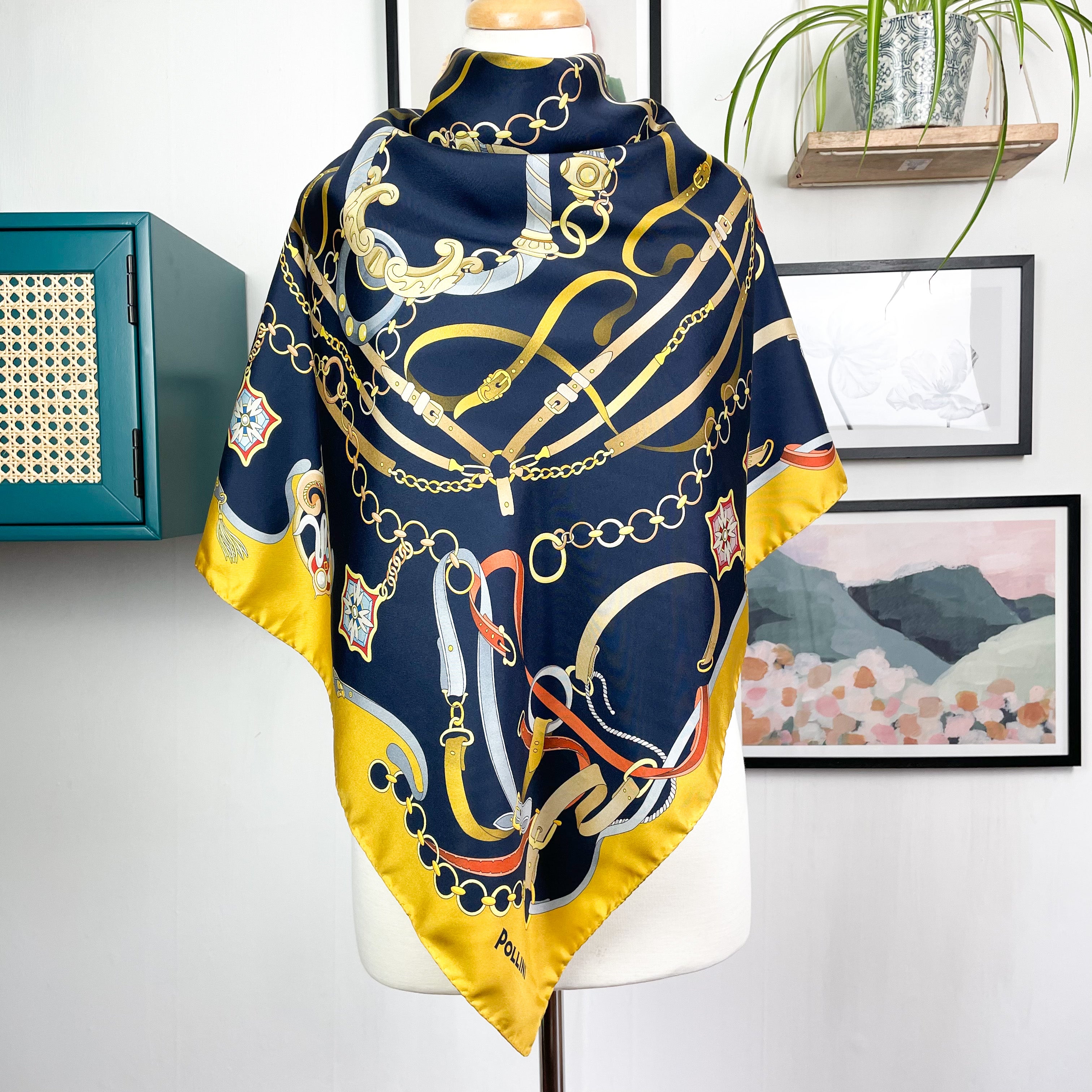 Pollini Equestrian Designer Italian Silk Scarf