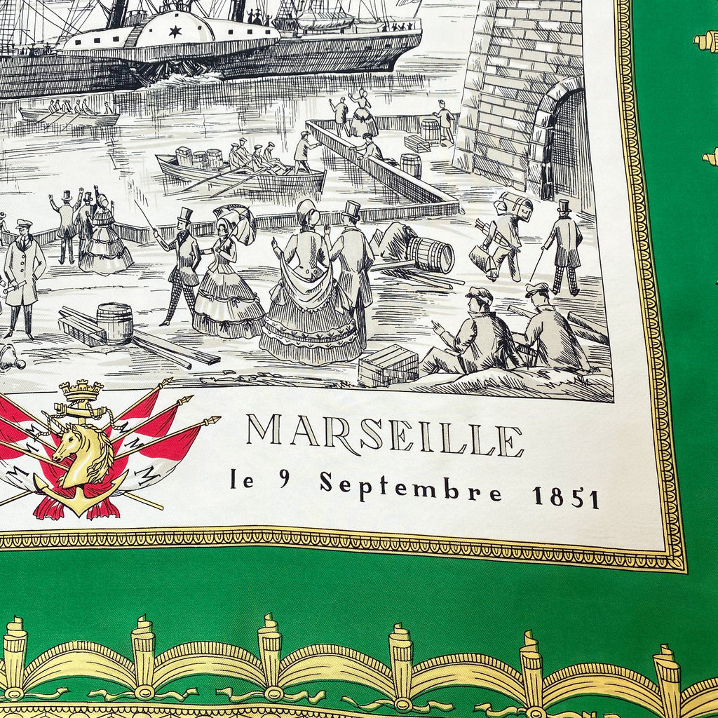 Immaculate French Marseille Vintage Silk Scarf