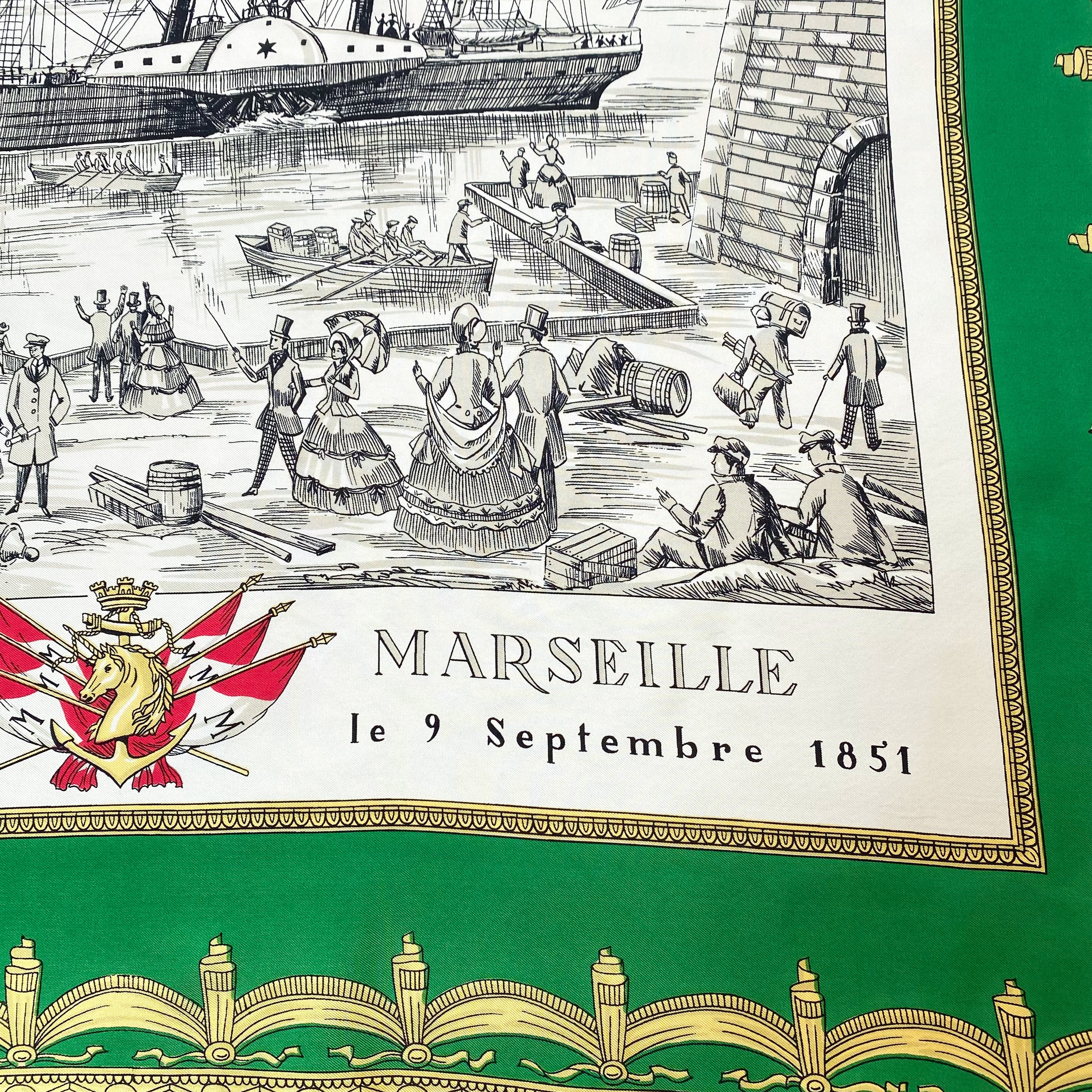Immaculate French Marseille Vintage Silk Scarf