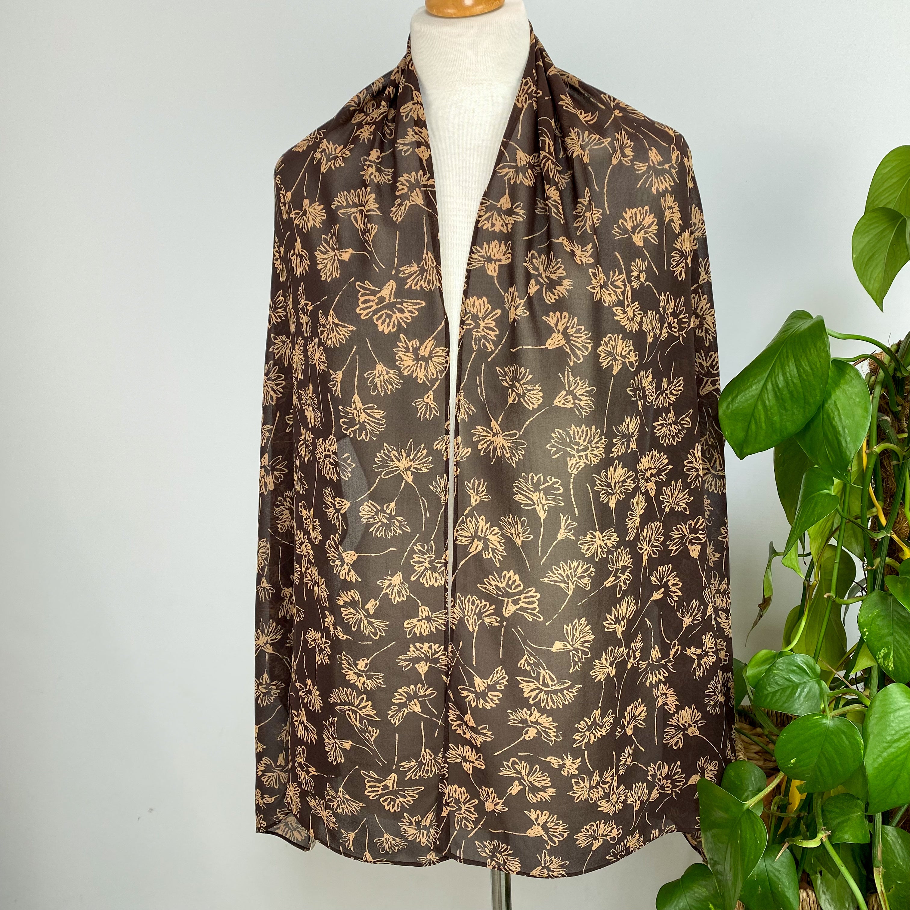 Two Tone Brown Rectangular Silk Scarf
