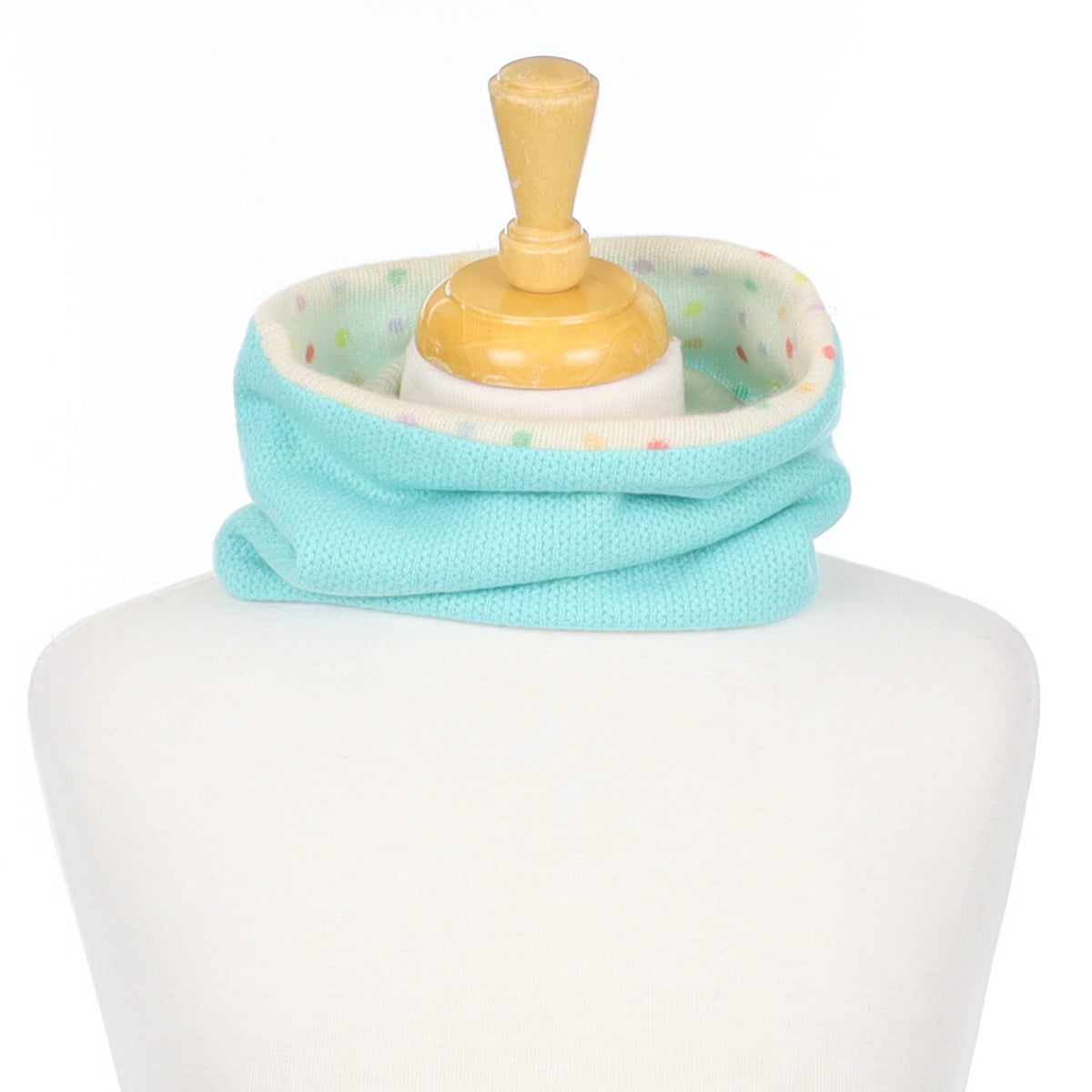Aqua Textured and Cream Spotty Neck Warmer