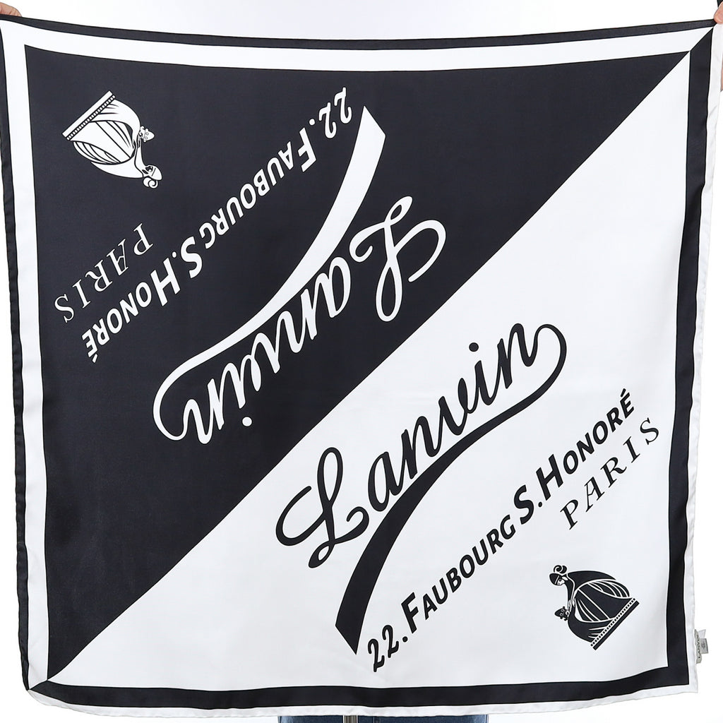 Brand New Lanvin Monochrome Silk Scarf